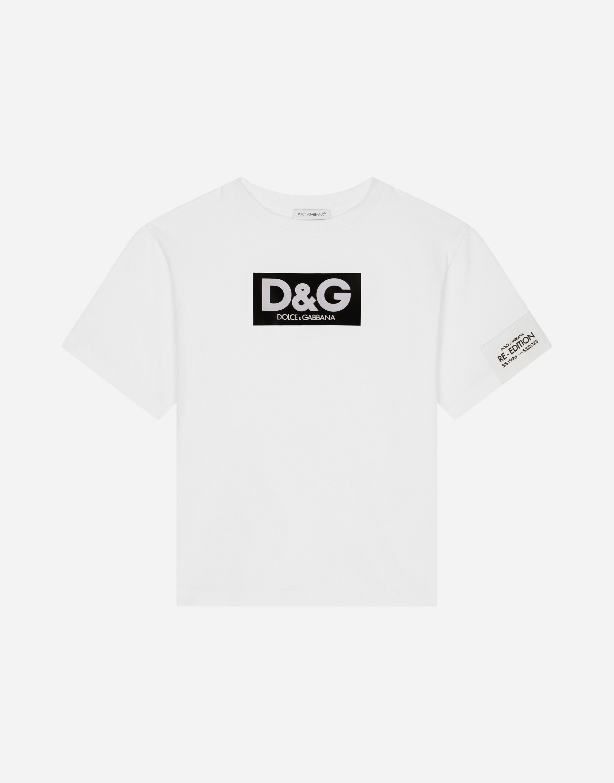 Jersey T-shirt with heat-sealed logo print in White