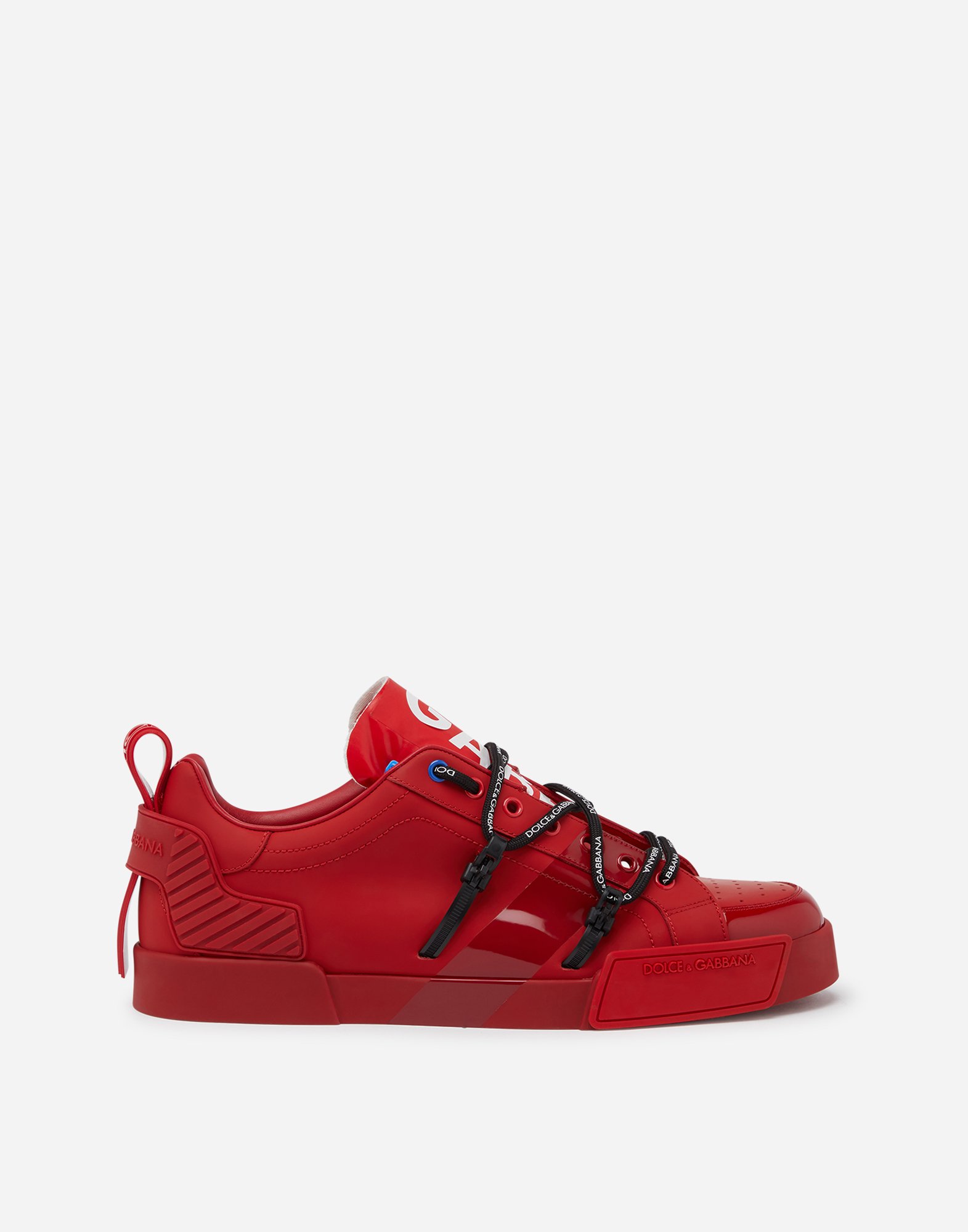 Calfskin Portofino sneakers with maxi-logo in Red/White