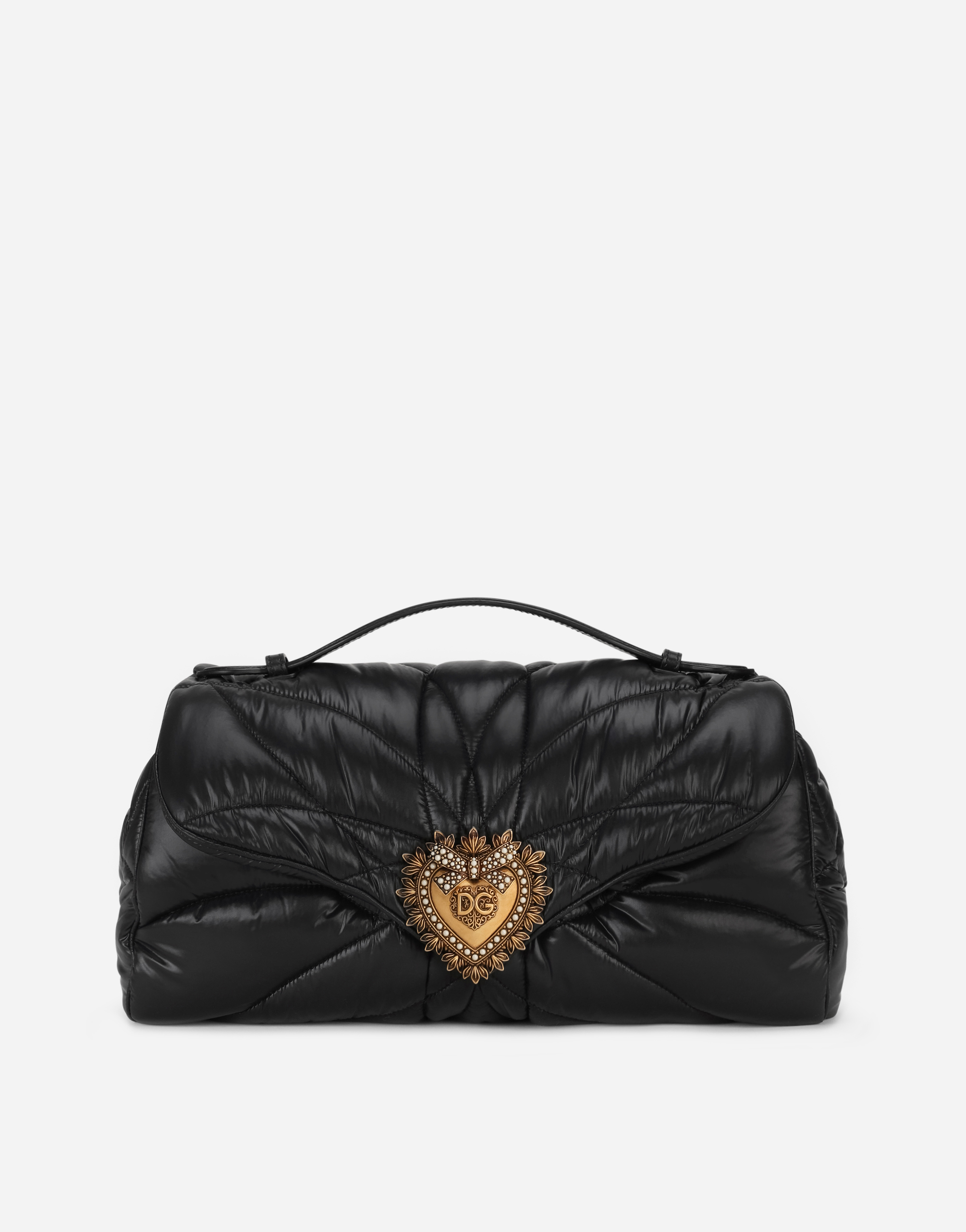 Large quilted nylon Devotion shoulder bag in Black