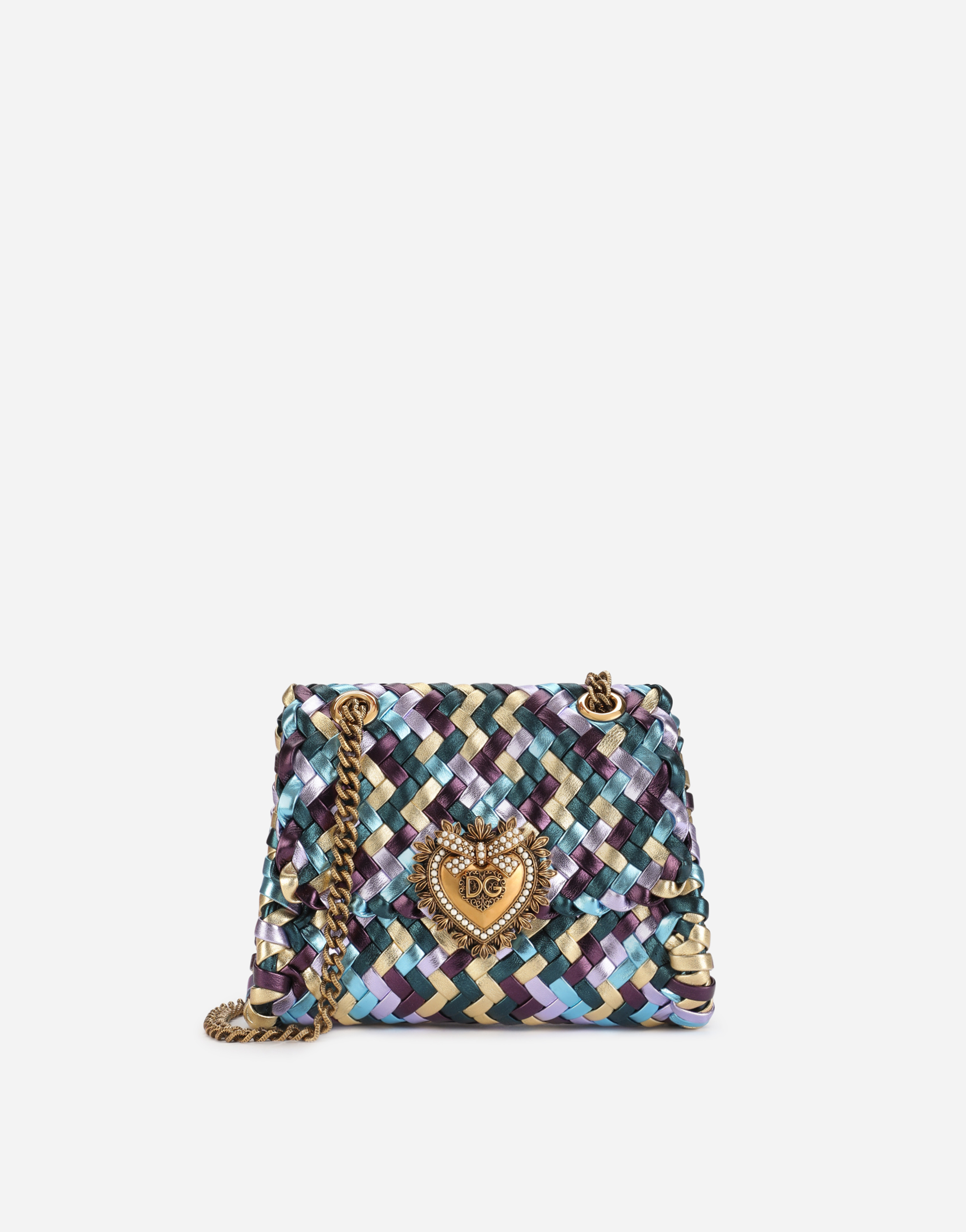 Small Devotion shoulder bag in woven laminated nappa leather in Multicolor