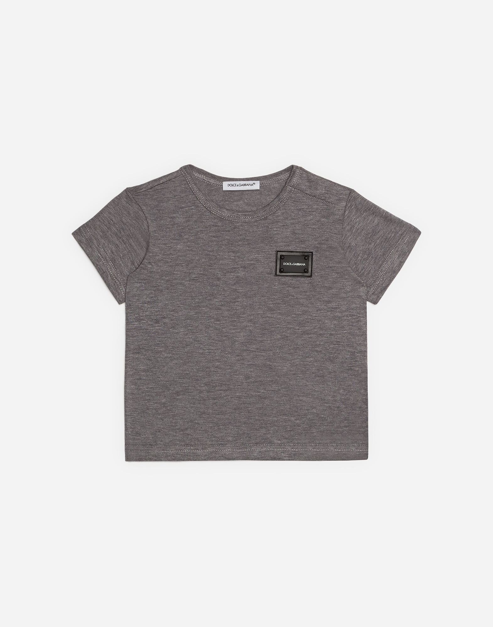 Jersey t-shirt with logo tag in Grey