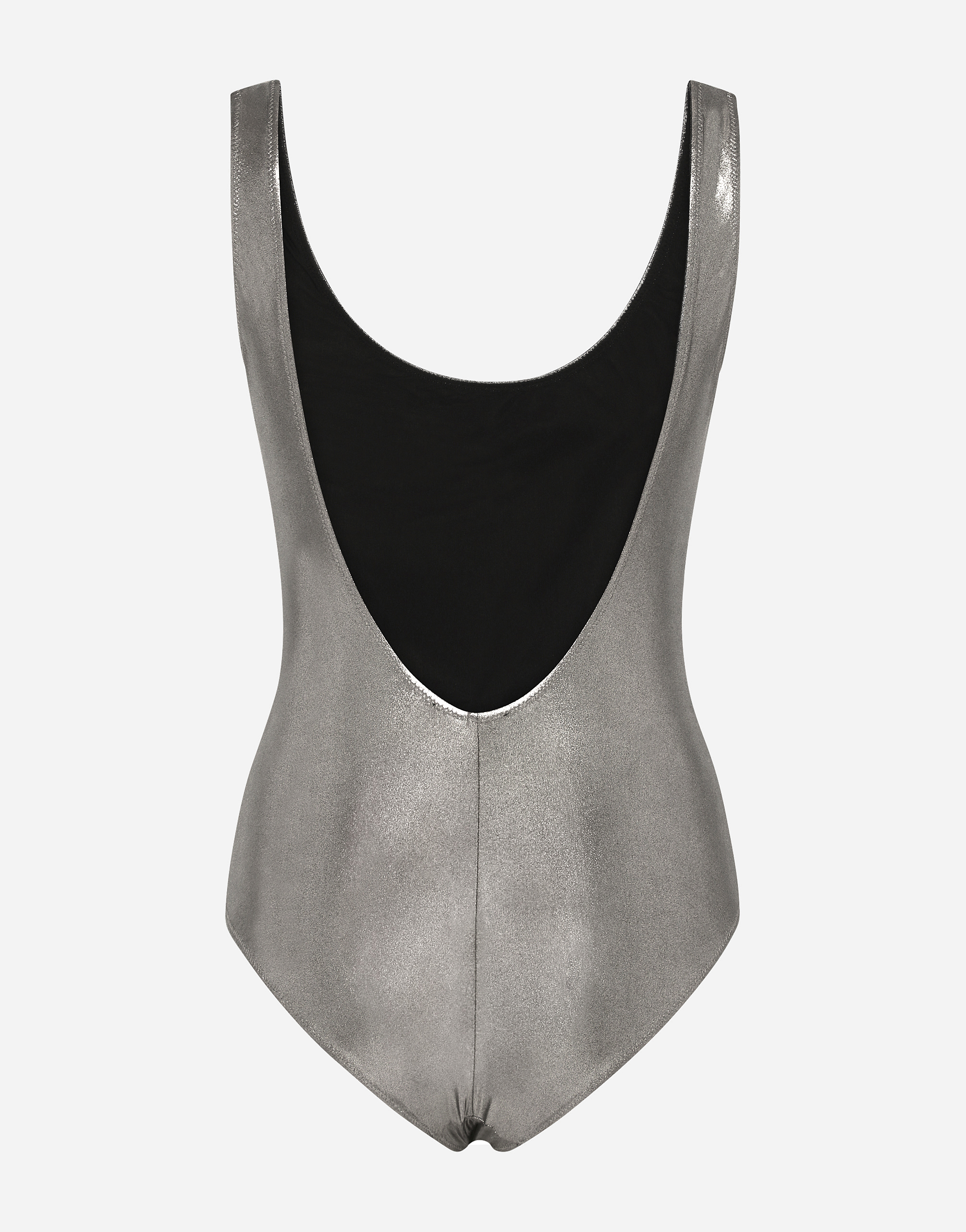 Shop Dolce & Gabbana Foiled Racer-style Swimsuit In Silver