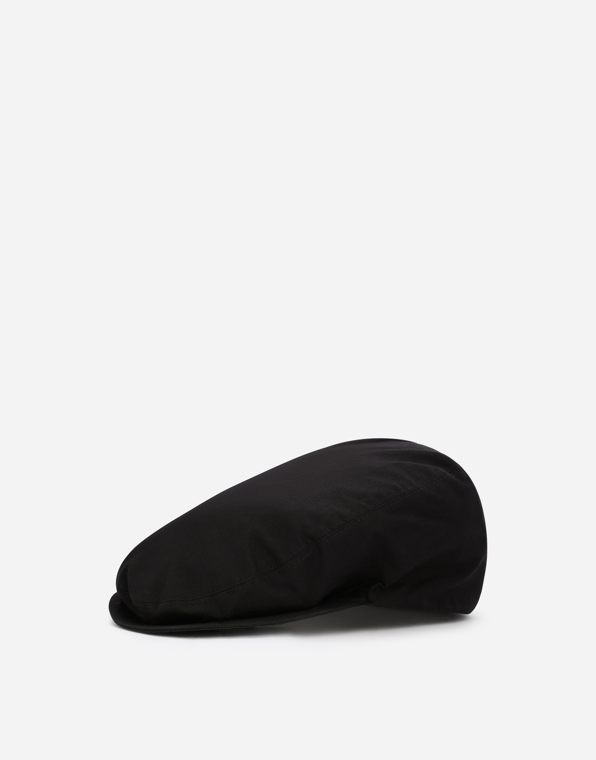 Stretch cotton gabardine flat cap in Black