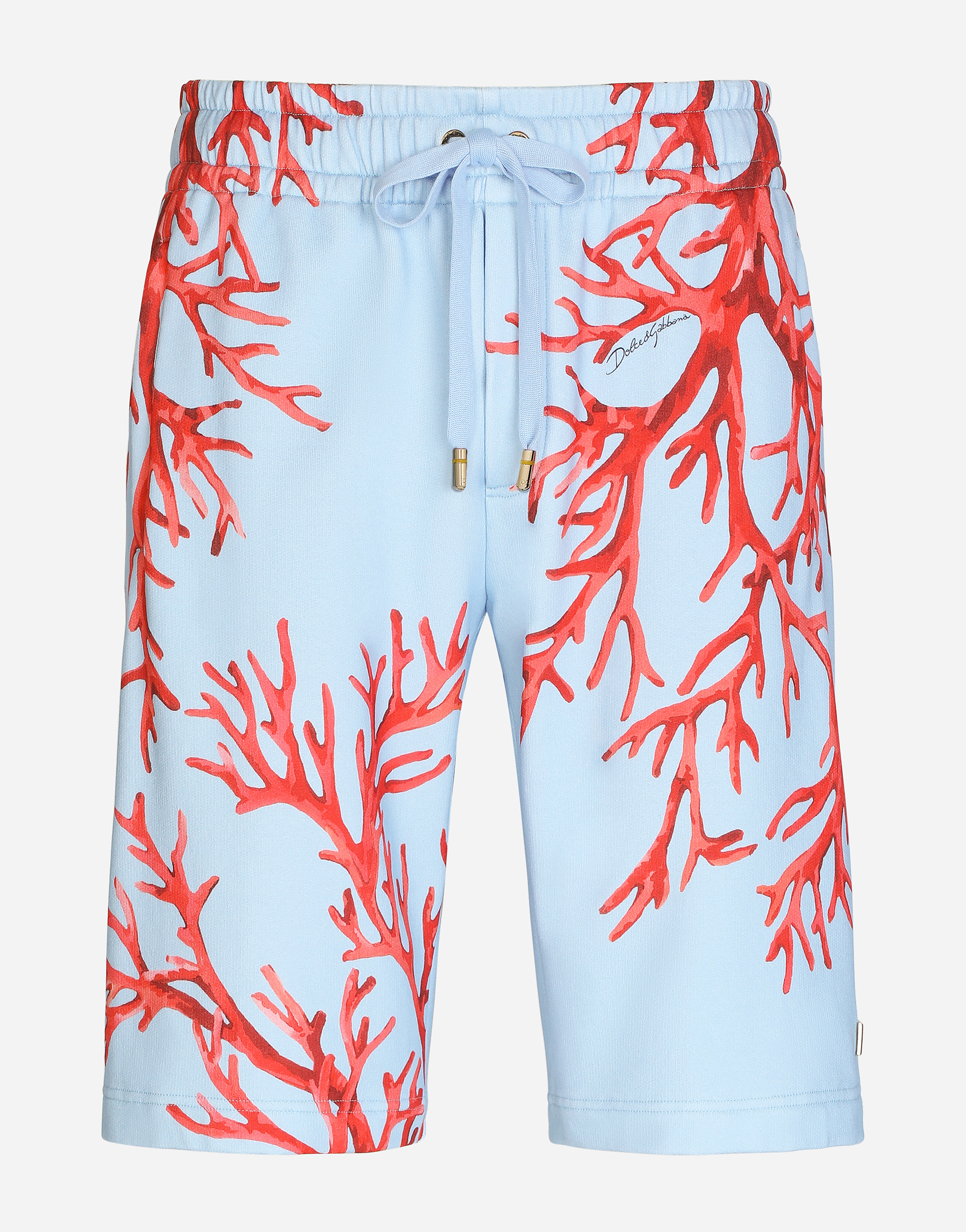 Jersey jogging shorts with coral print in Multicolor