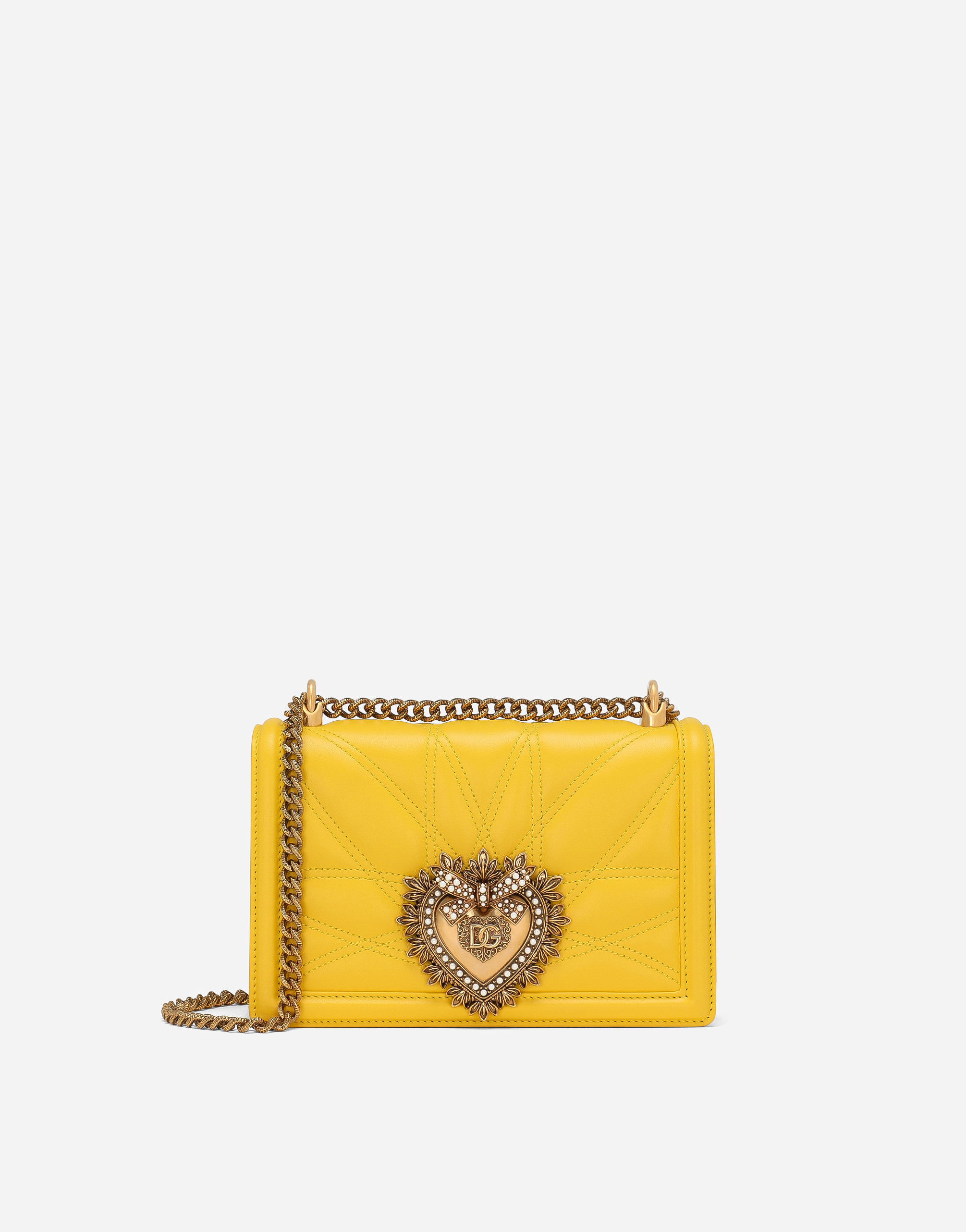 Medium Devotion bag in quilted nappa leather in Yellow