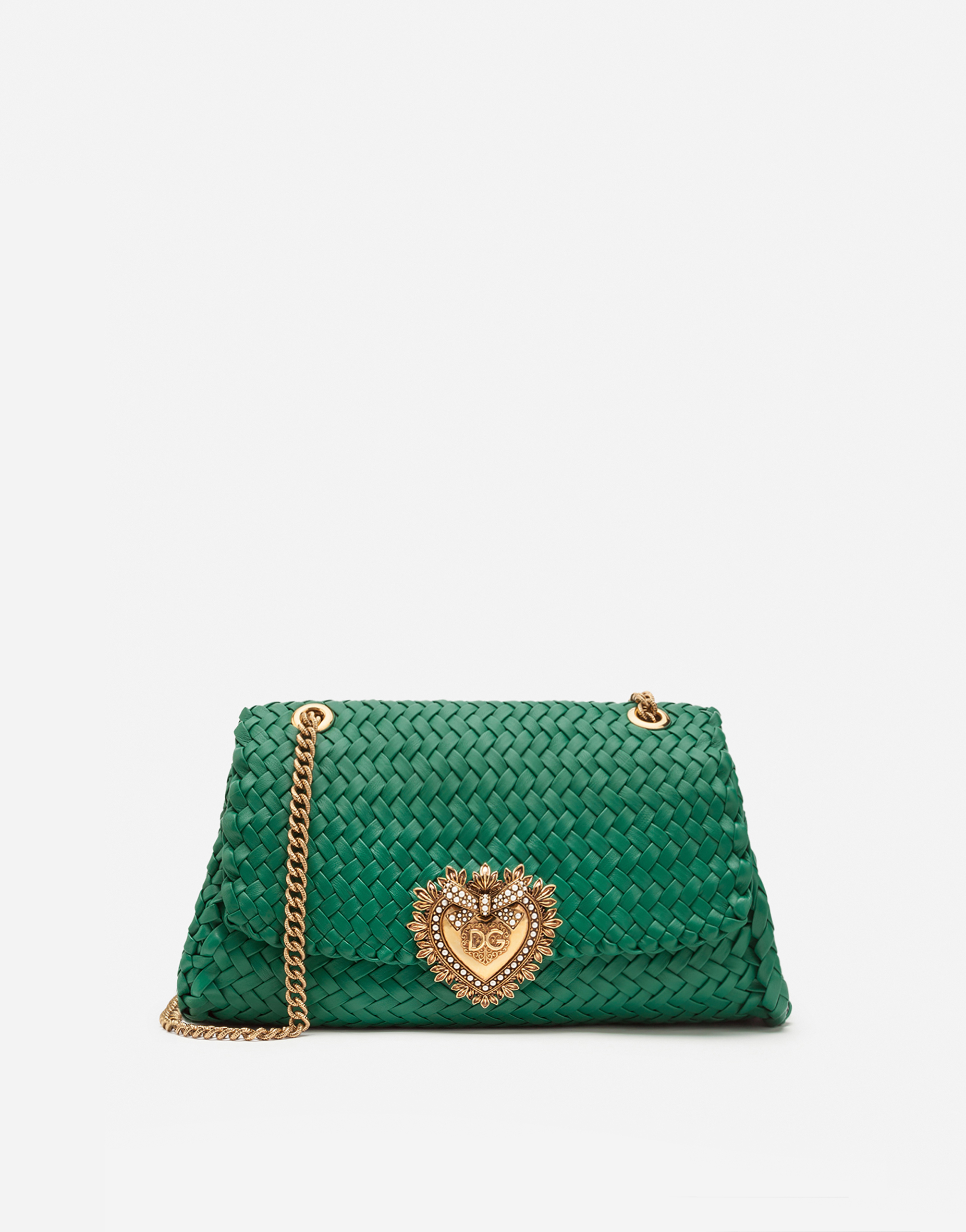 Large Devotion shoulder bag in braided nappa leather in Green