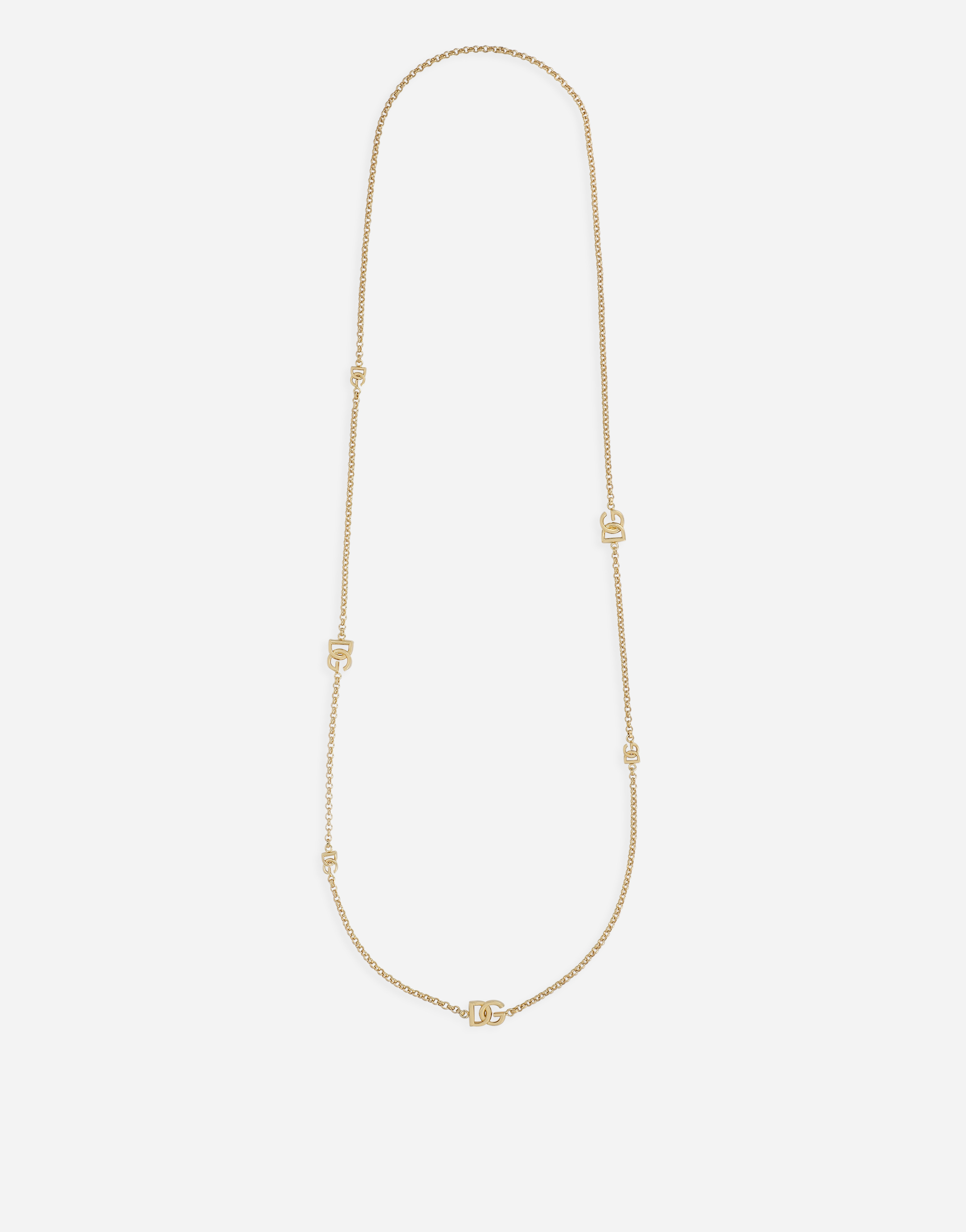 Sautoir fine chain necklace with DG logo in Gold