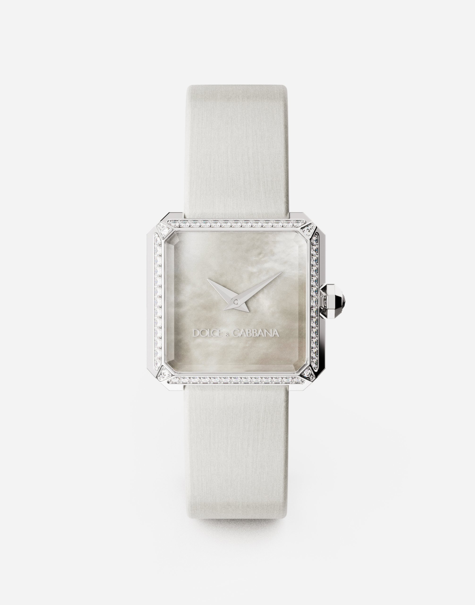 Steel watch with diamonds in Ivory