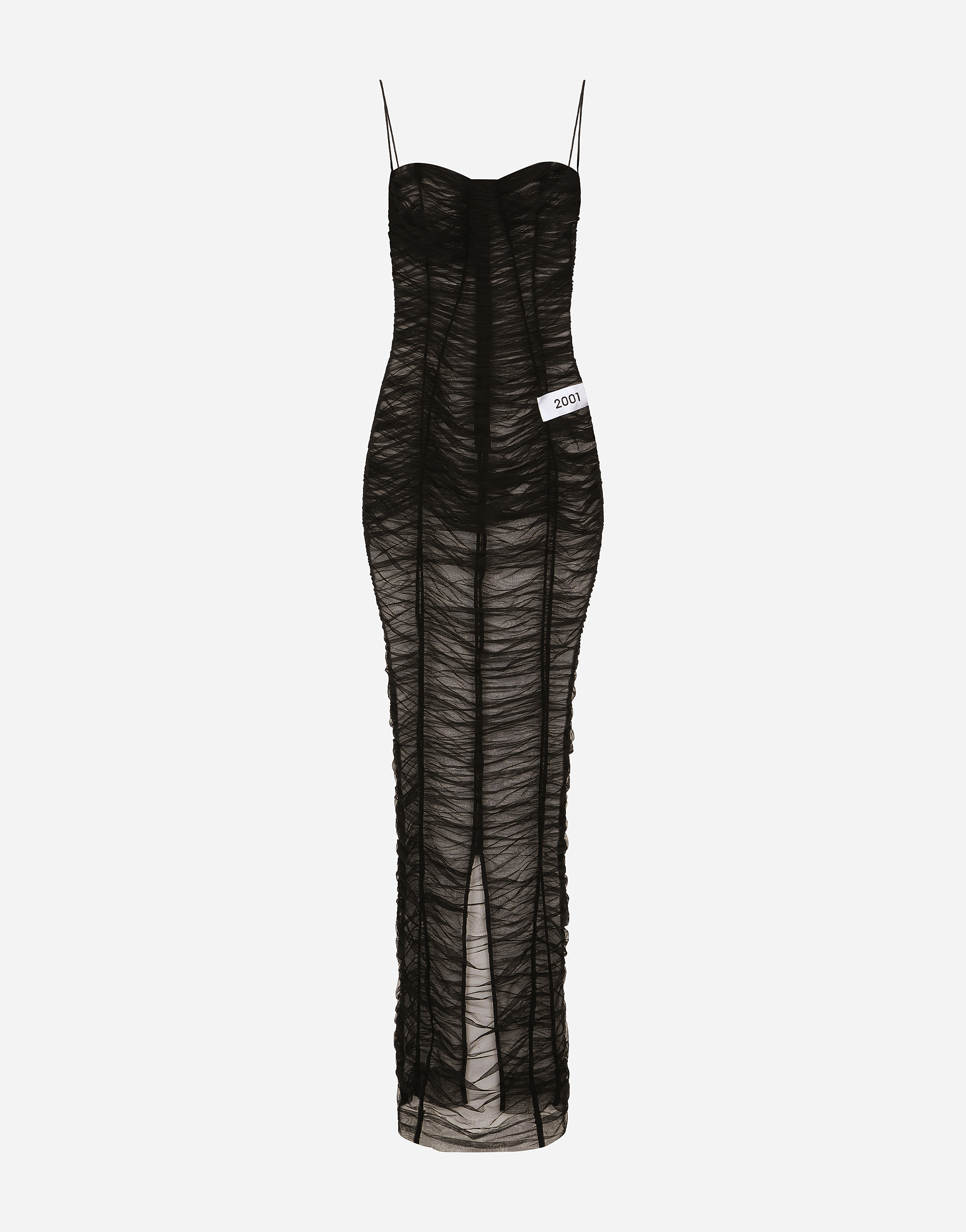 Dolce & Gabbana Long Draped Tulle Dress In Black