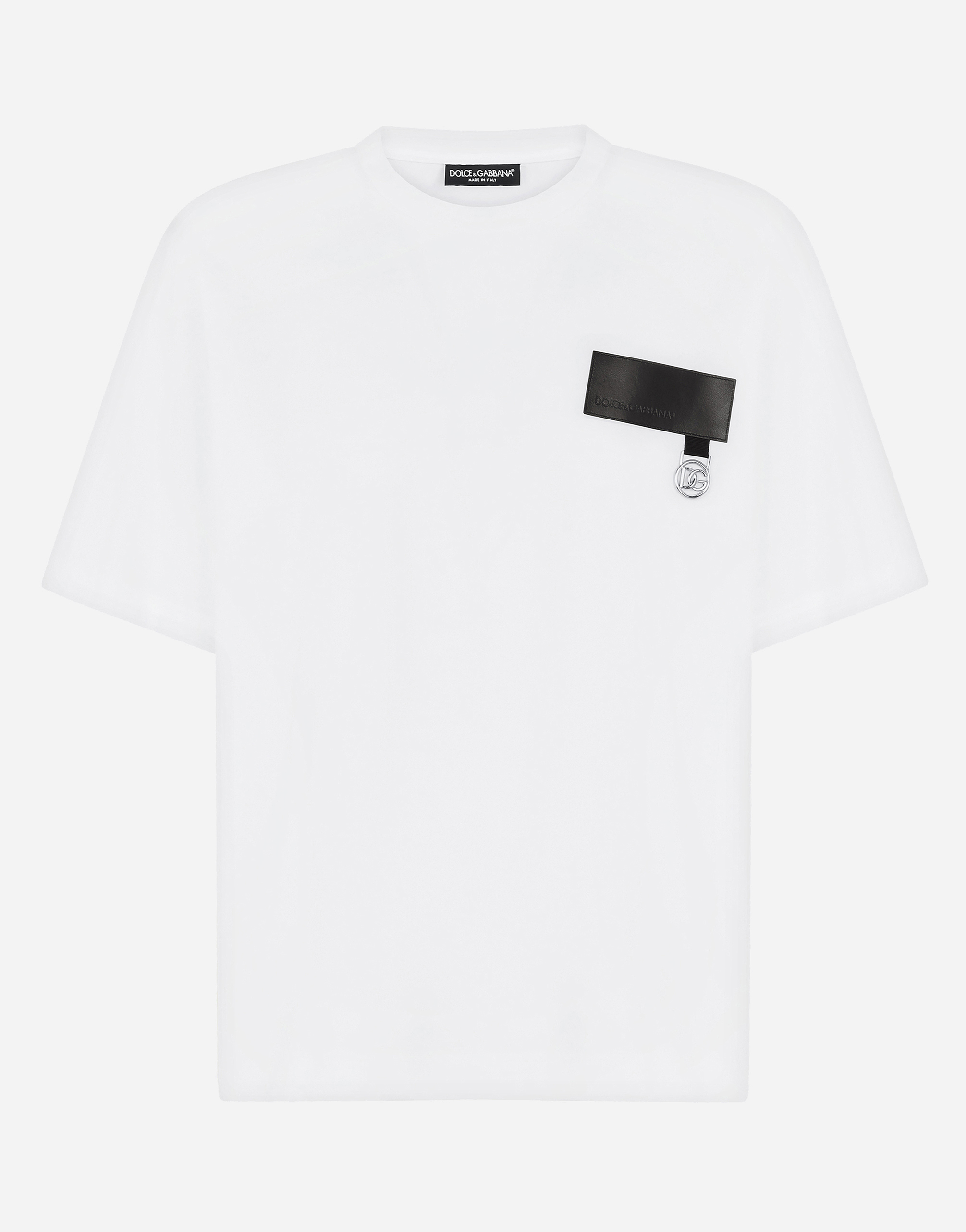 Cotton T-shirt with DG patch in White