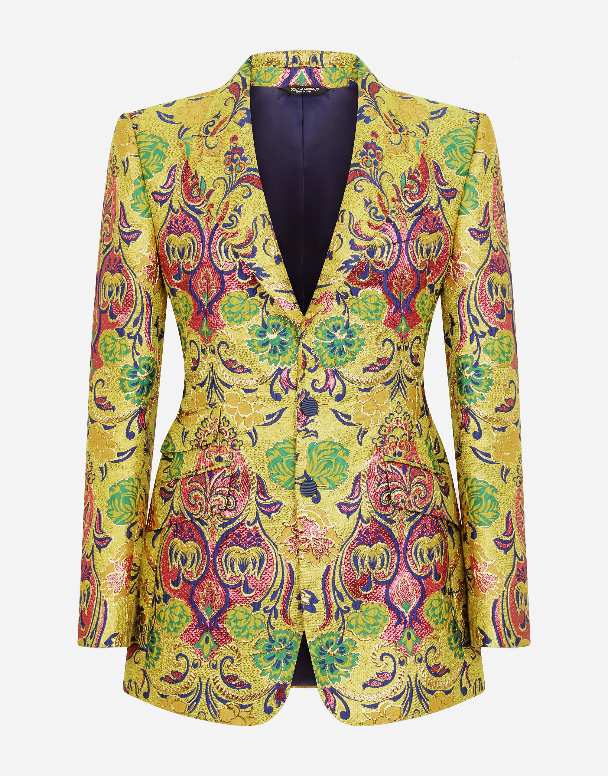 Floral lurex jacquard Beat-fit jacket in Multicolor