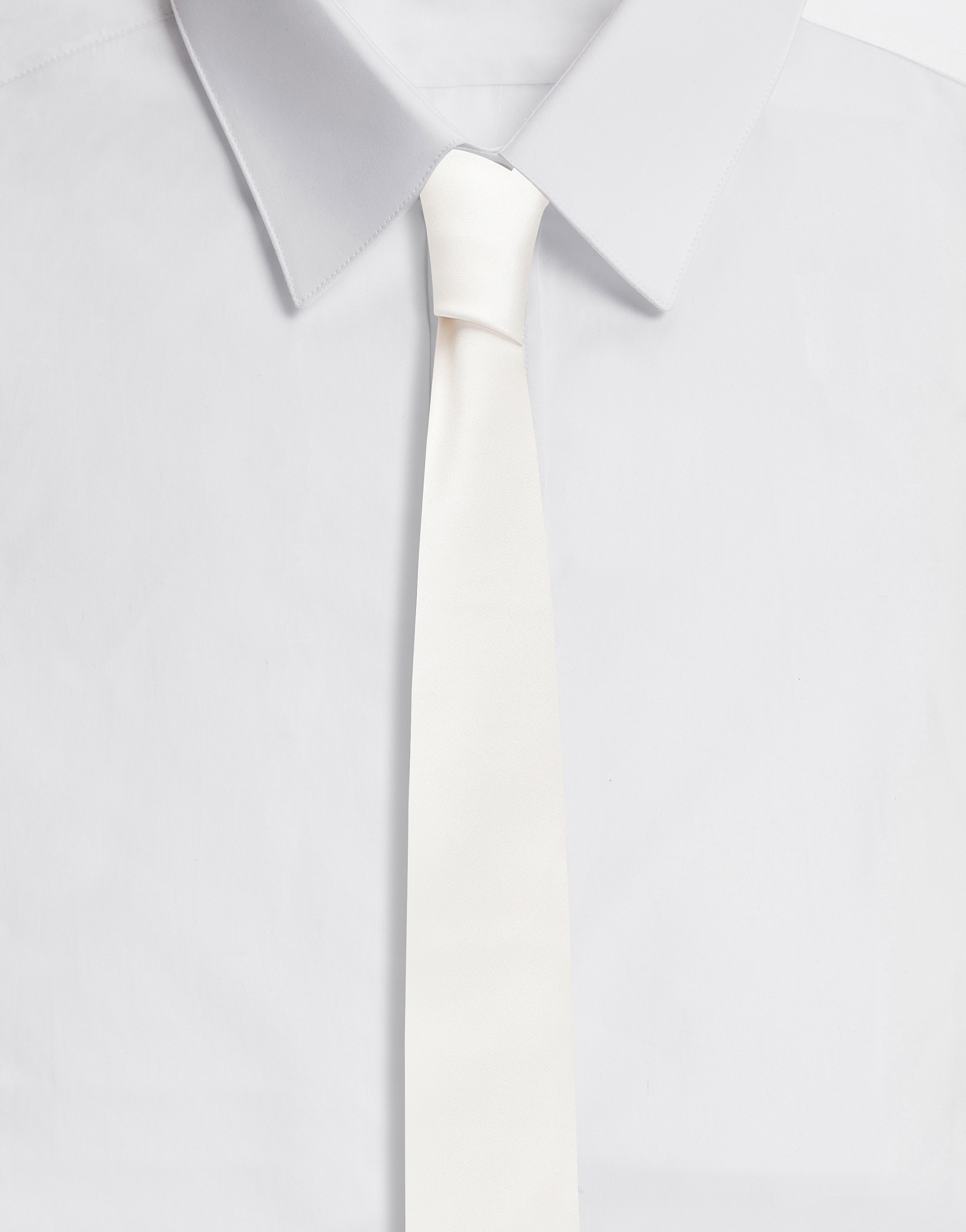 Silk tie with blade: 6cm - 23 inches in White
