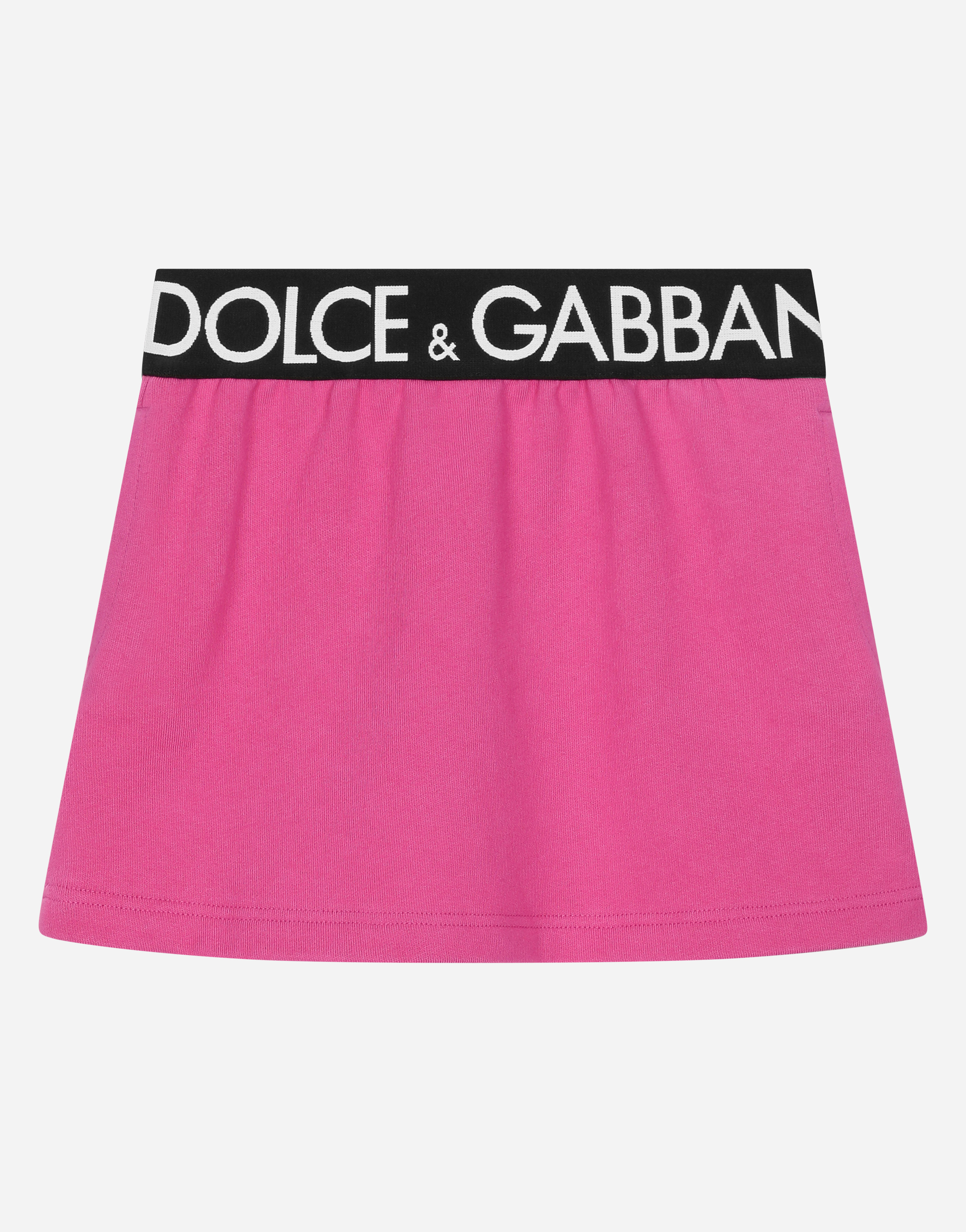 Short jersey skirt with branded elastic in Fuchsia