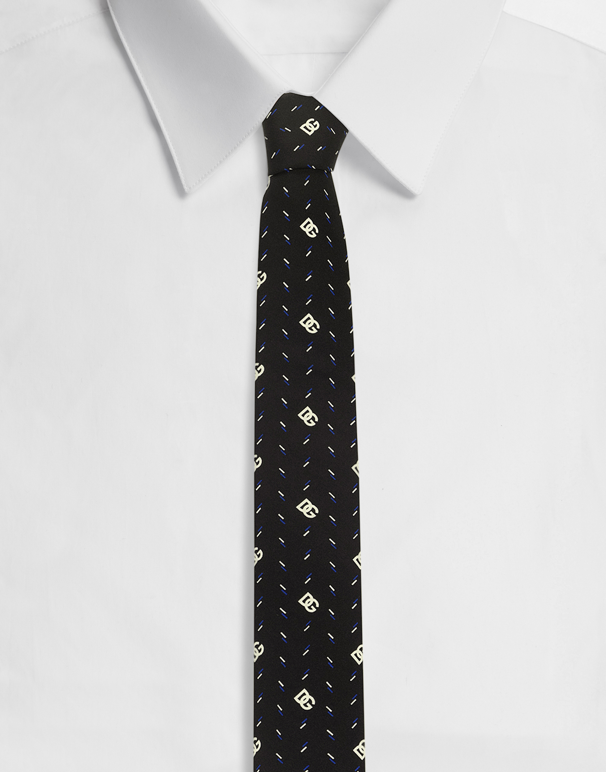 6-cm silk blade tie with DG logo print in Multicolor
