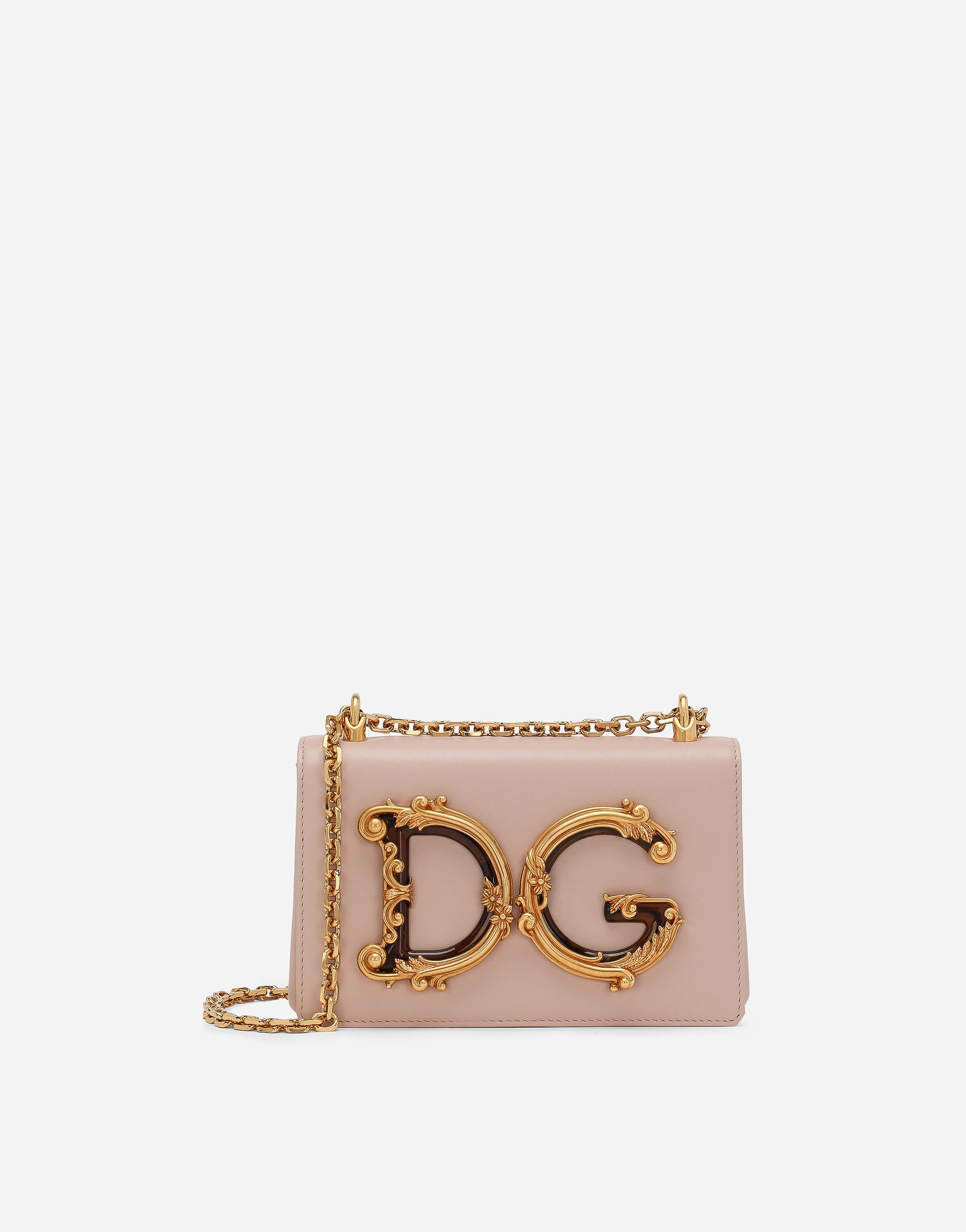 Nappa leather DG Girls shoulder bag in Pale Pink