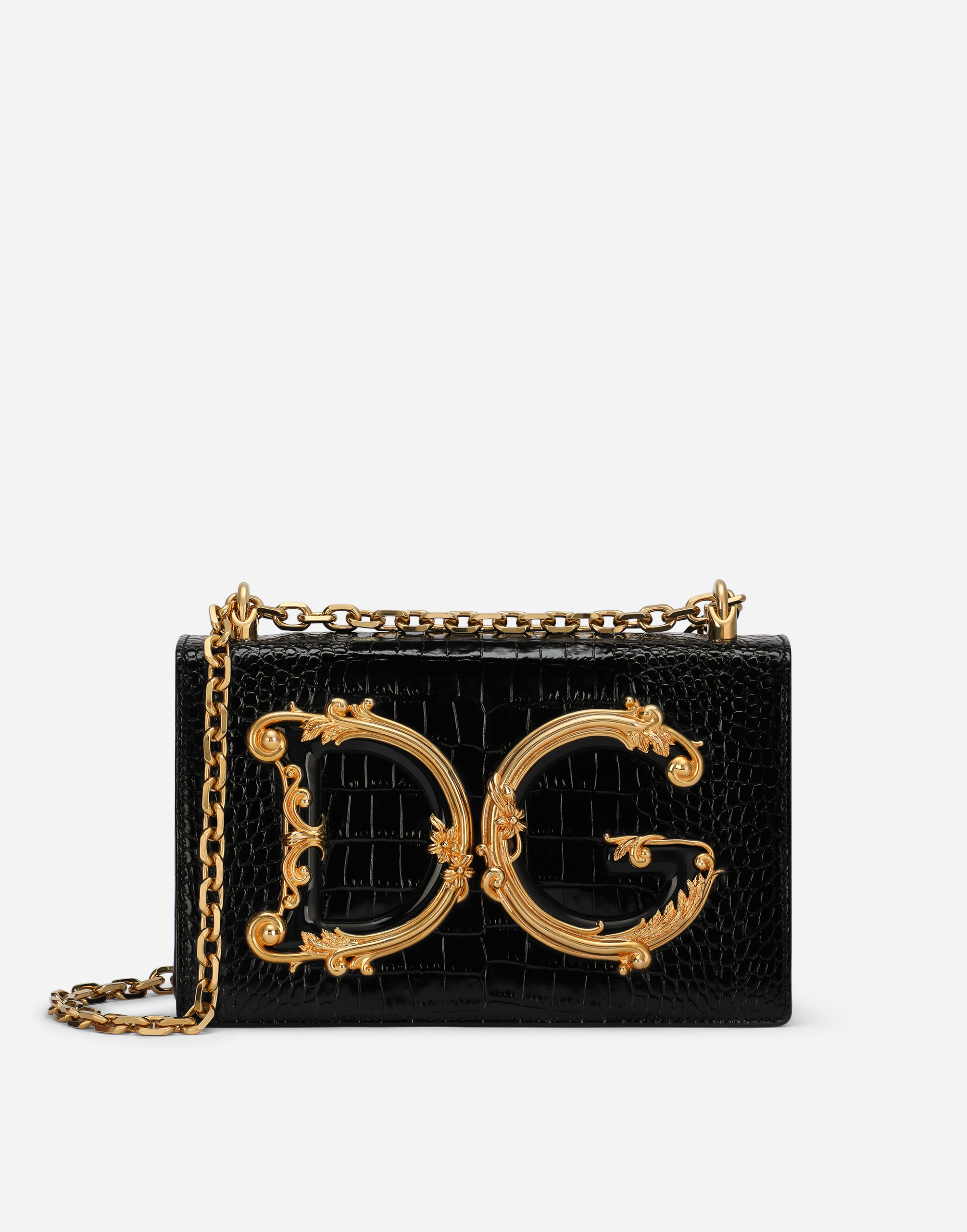 Dolce & Gabbana Crocodile-print calfskin DG Girls bag