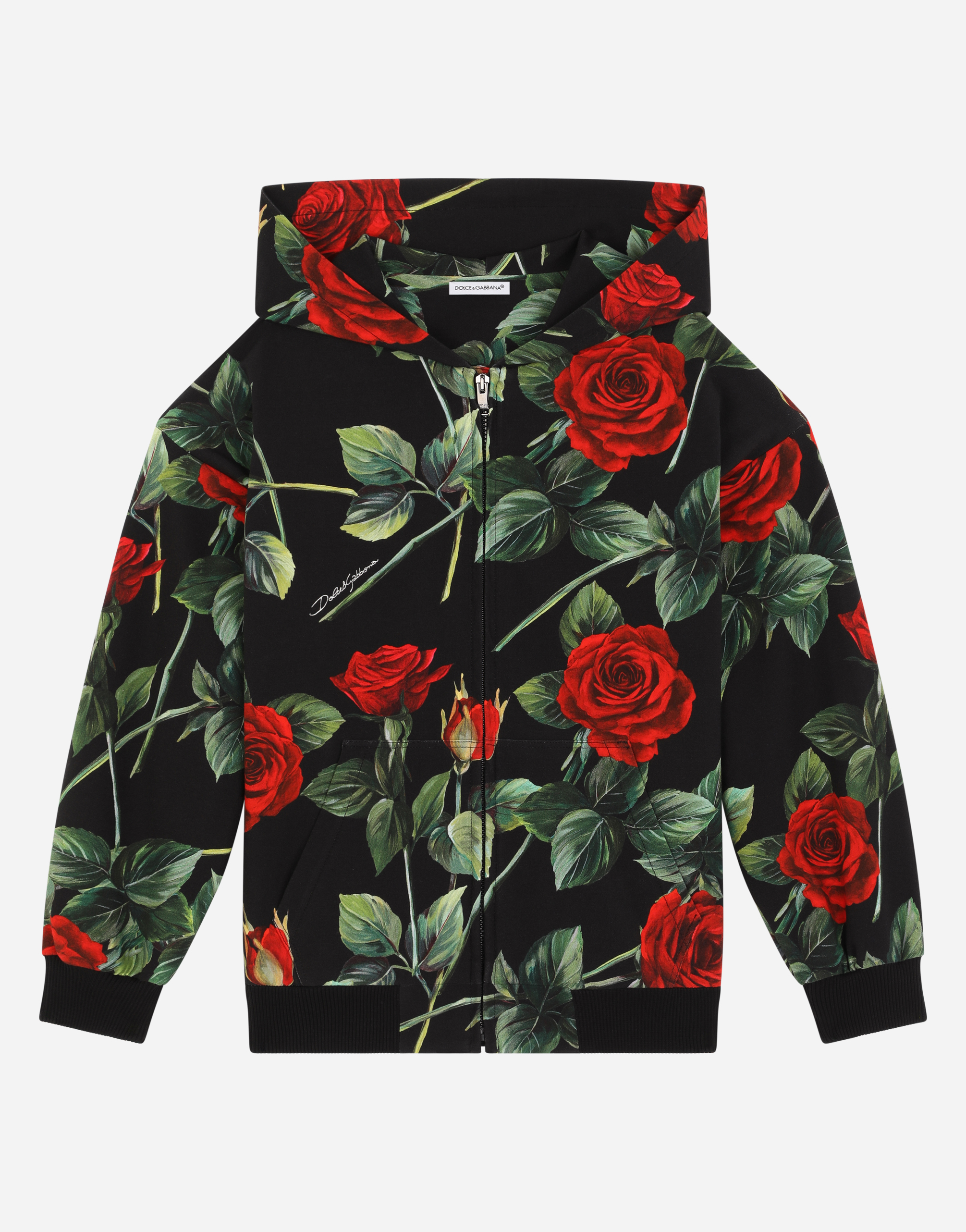 Interlock hoodie with rose print in Multicolor