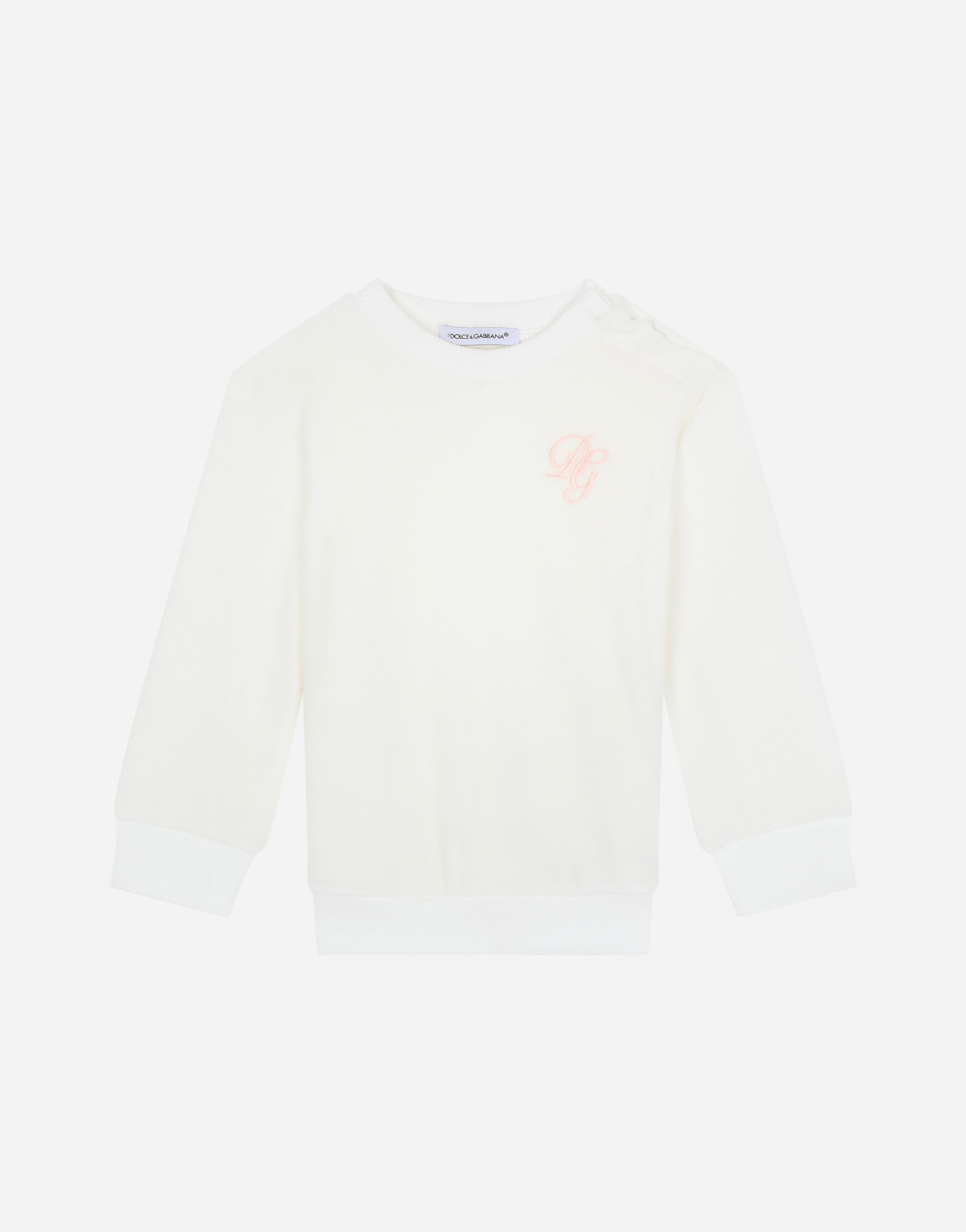Chenille sweatshirt with DG embroidery in White