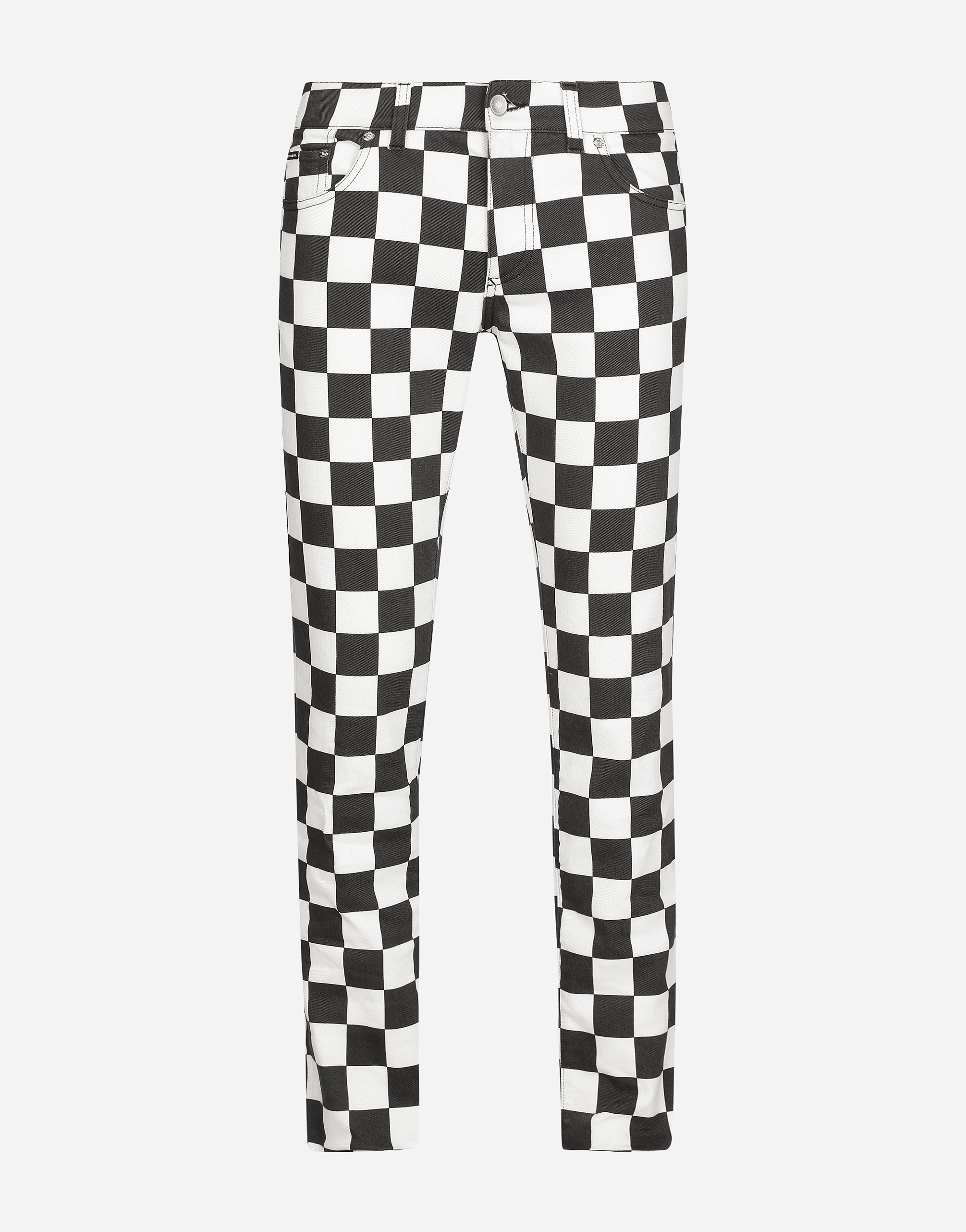 Skinny stretch jeans with damier print in Multicolor