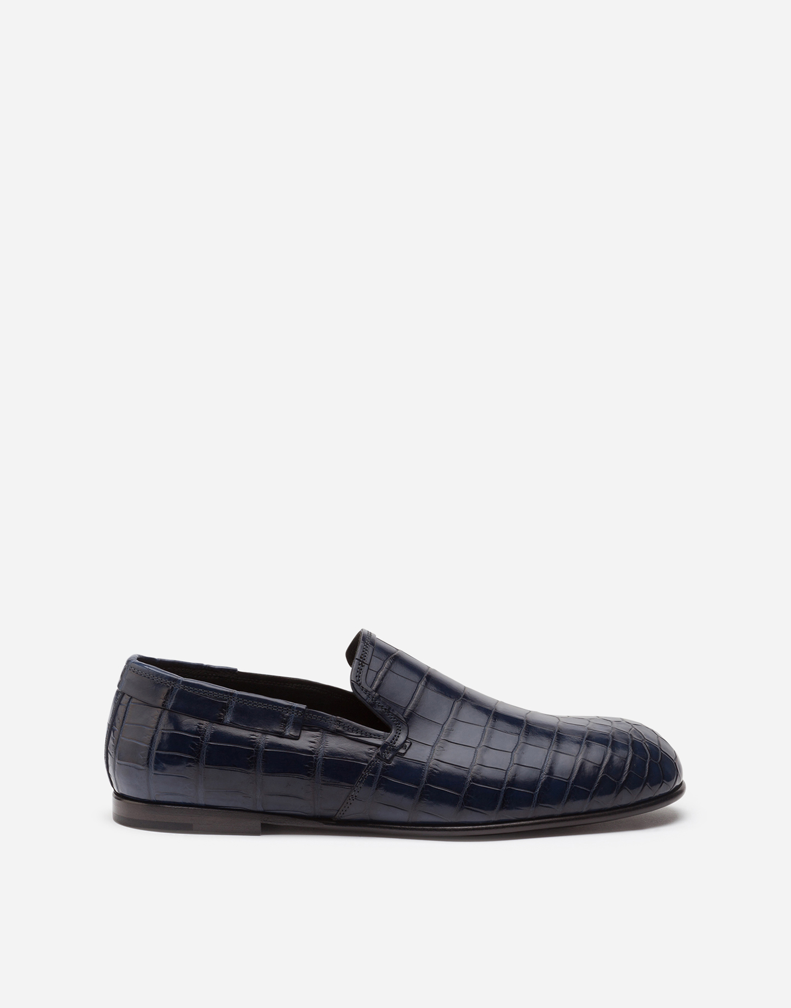 Dolce & Gabbana Crocodile Nappa Slip-on Shoes In Blue