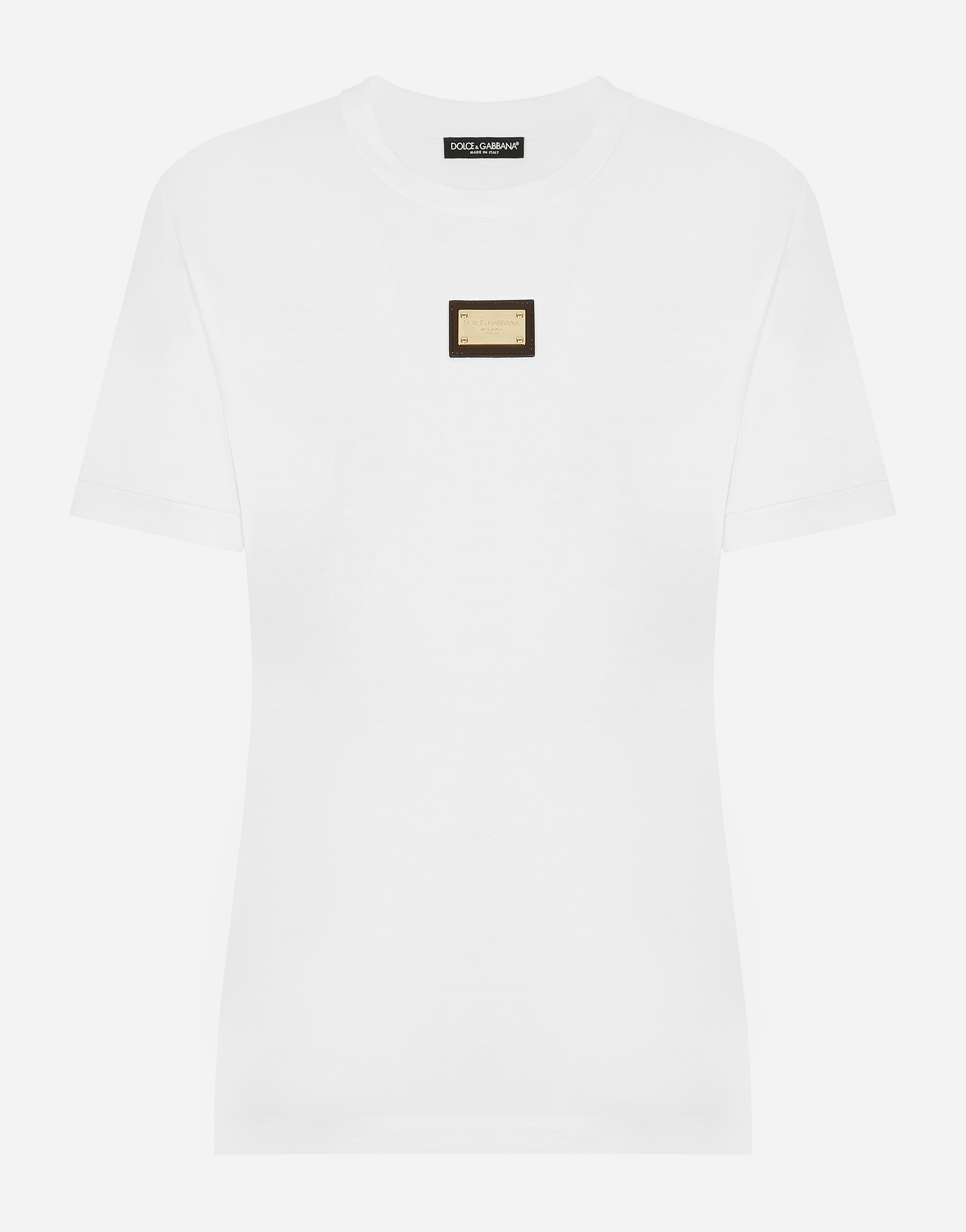 Jersey T-shirt with DG logo tag in White