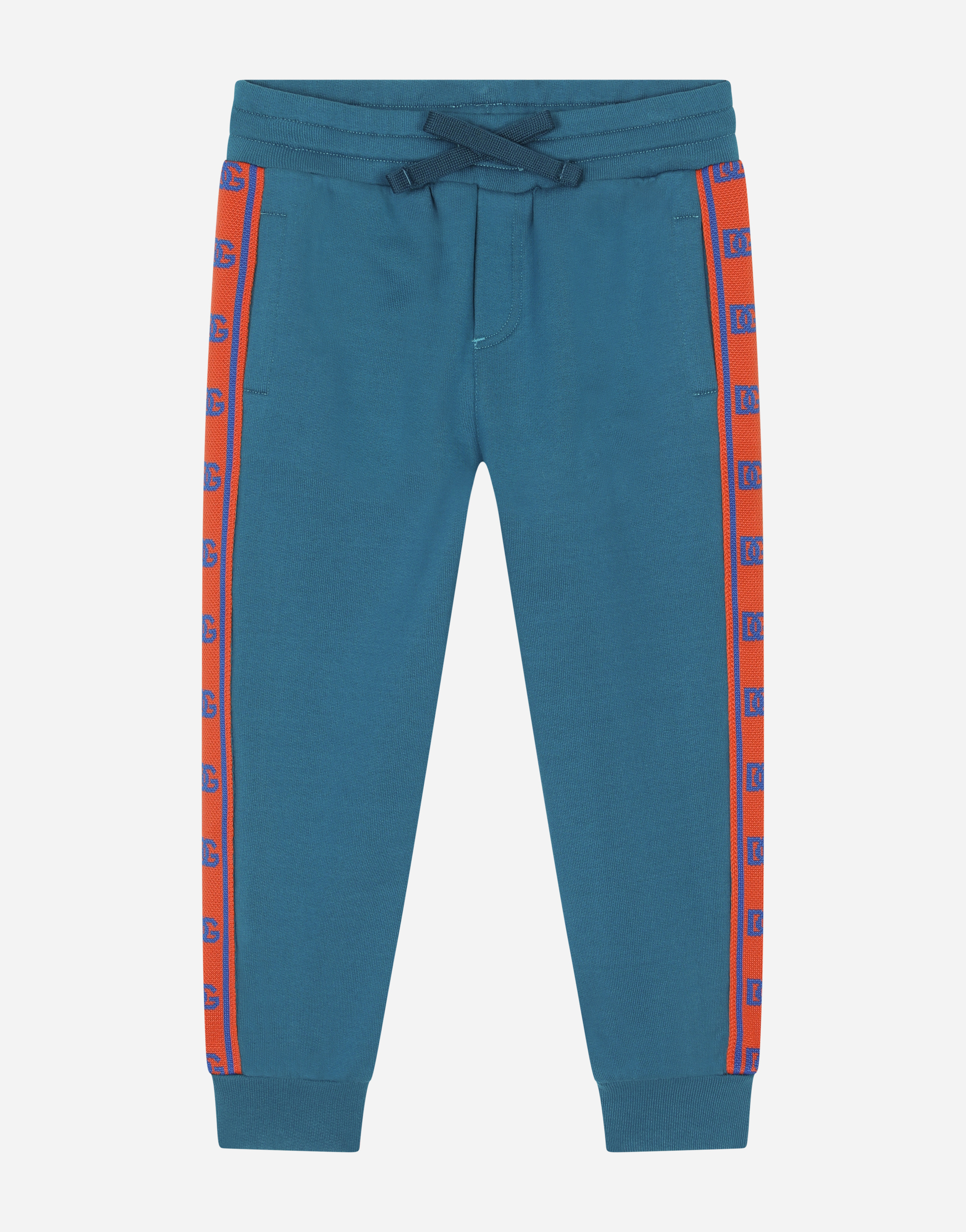 Jersey jogging pants with DG logo band in Green