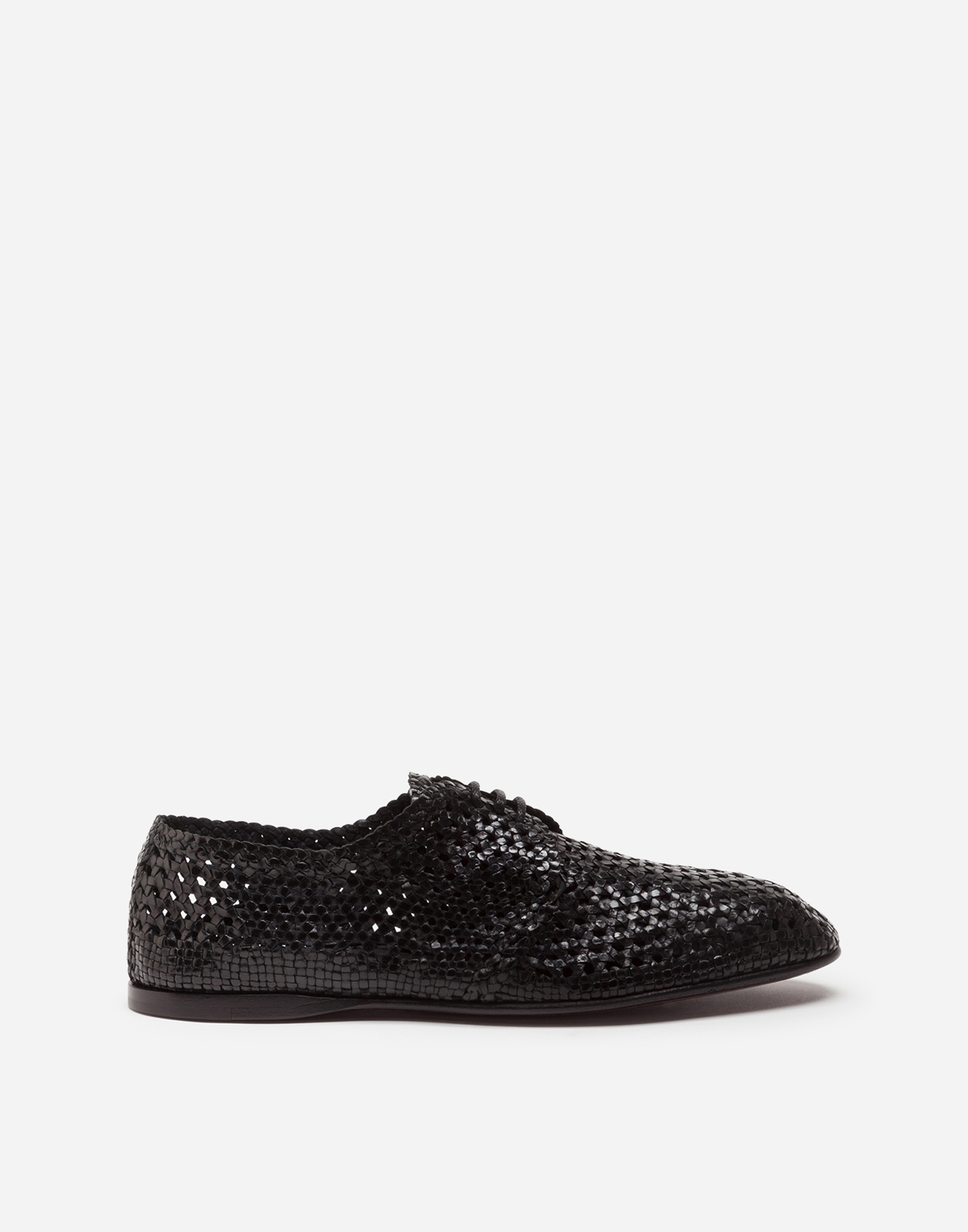 Hand-woven derby shoes in Black
