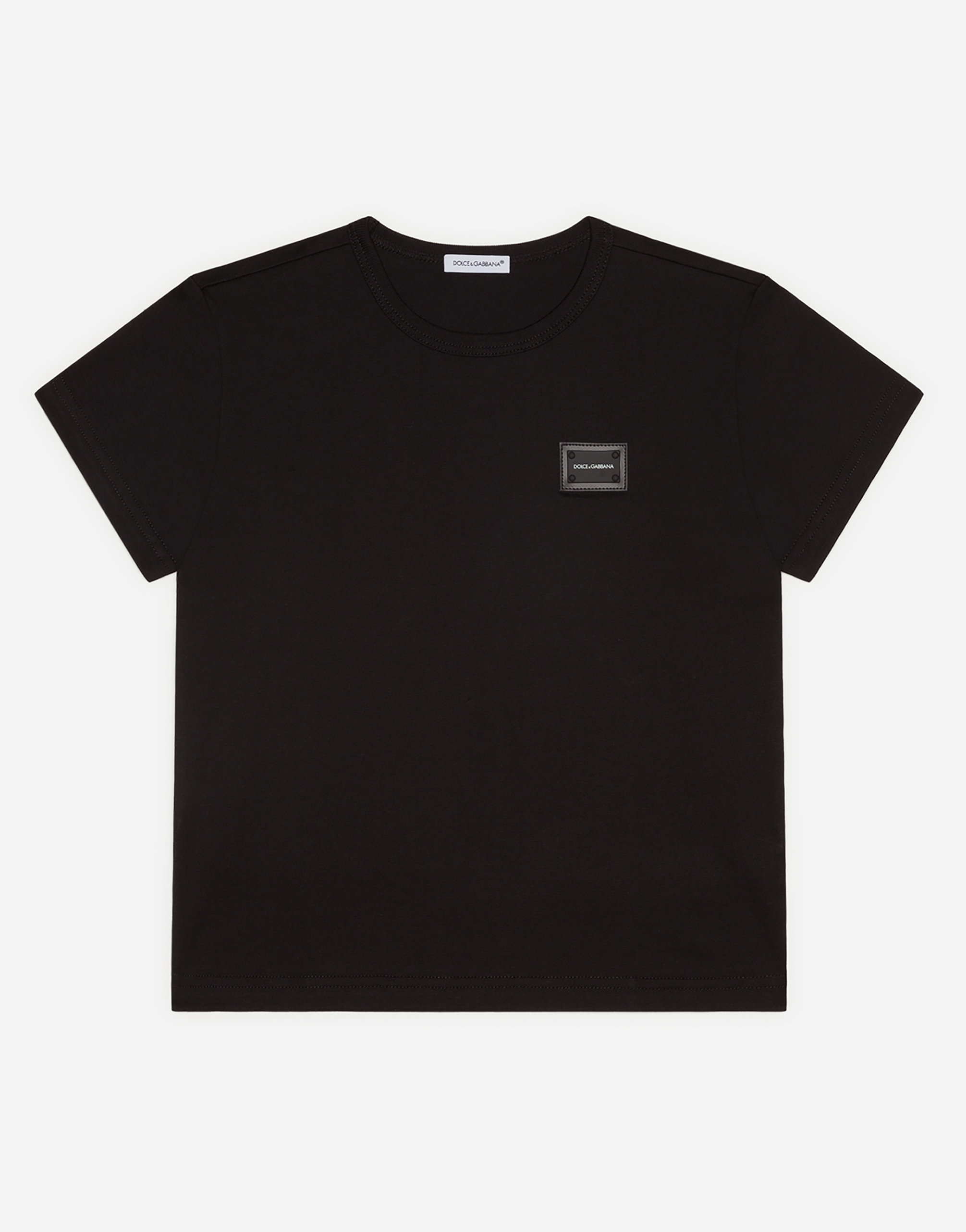 Jersey T-shirt with logo tag in Black