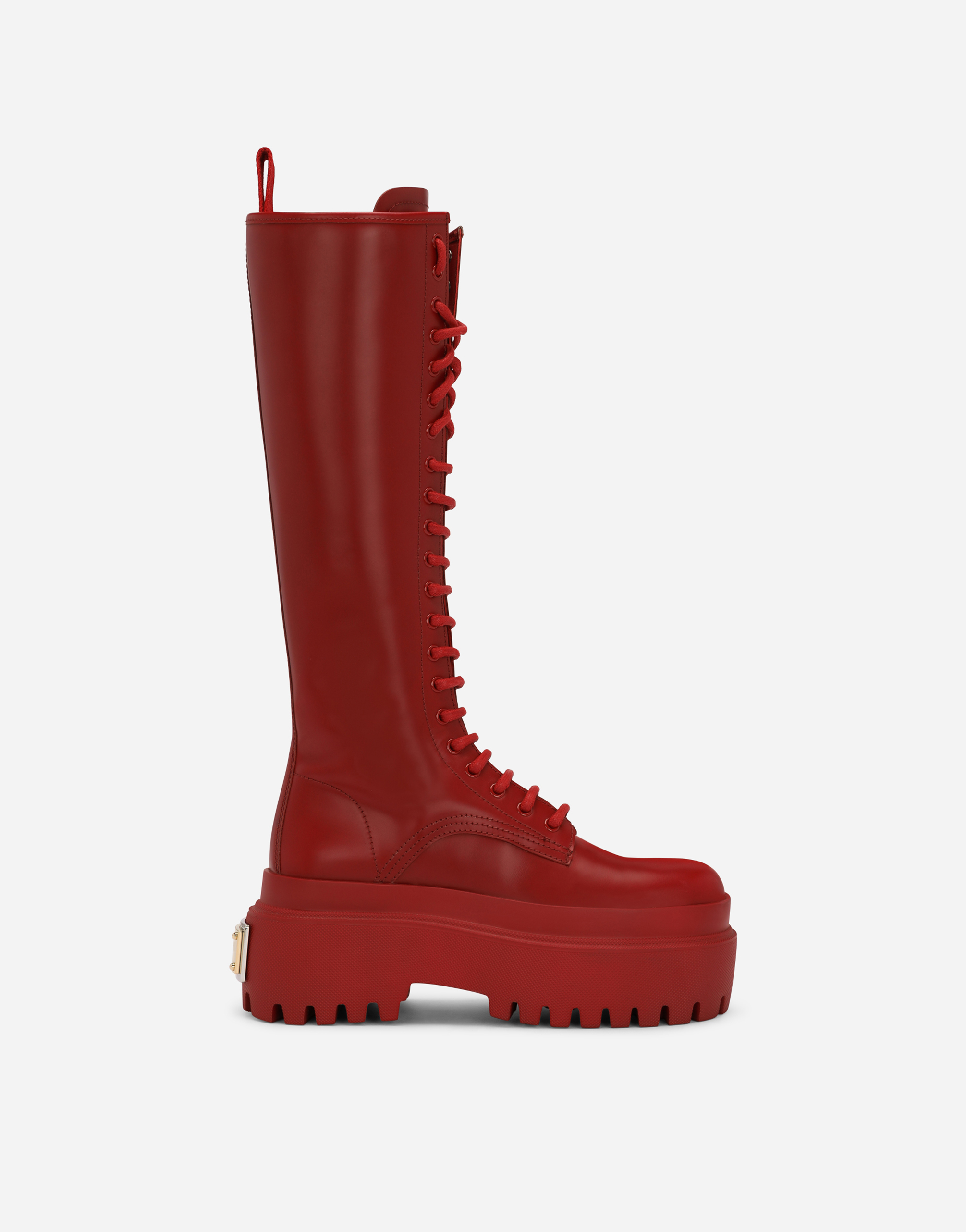Brushed calfskin boots in Red