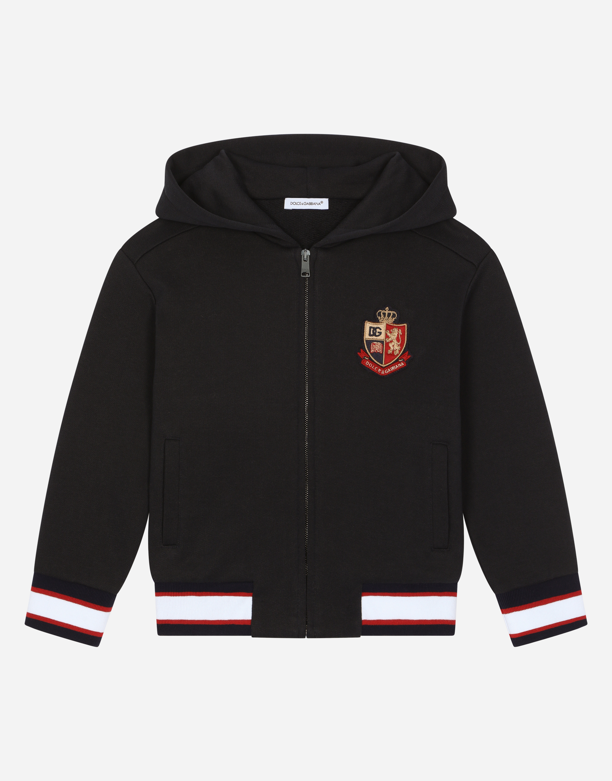 Jersey hoodie with heraldic patch in Blue
