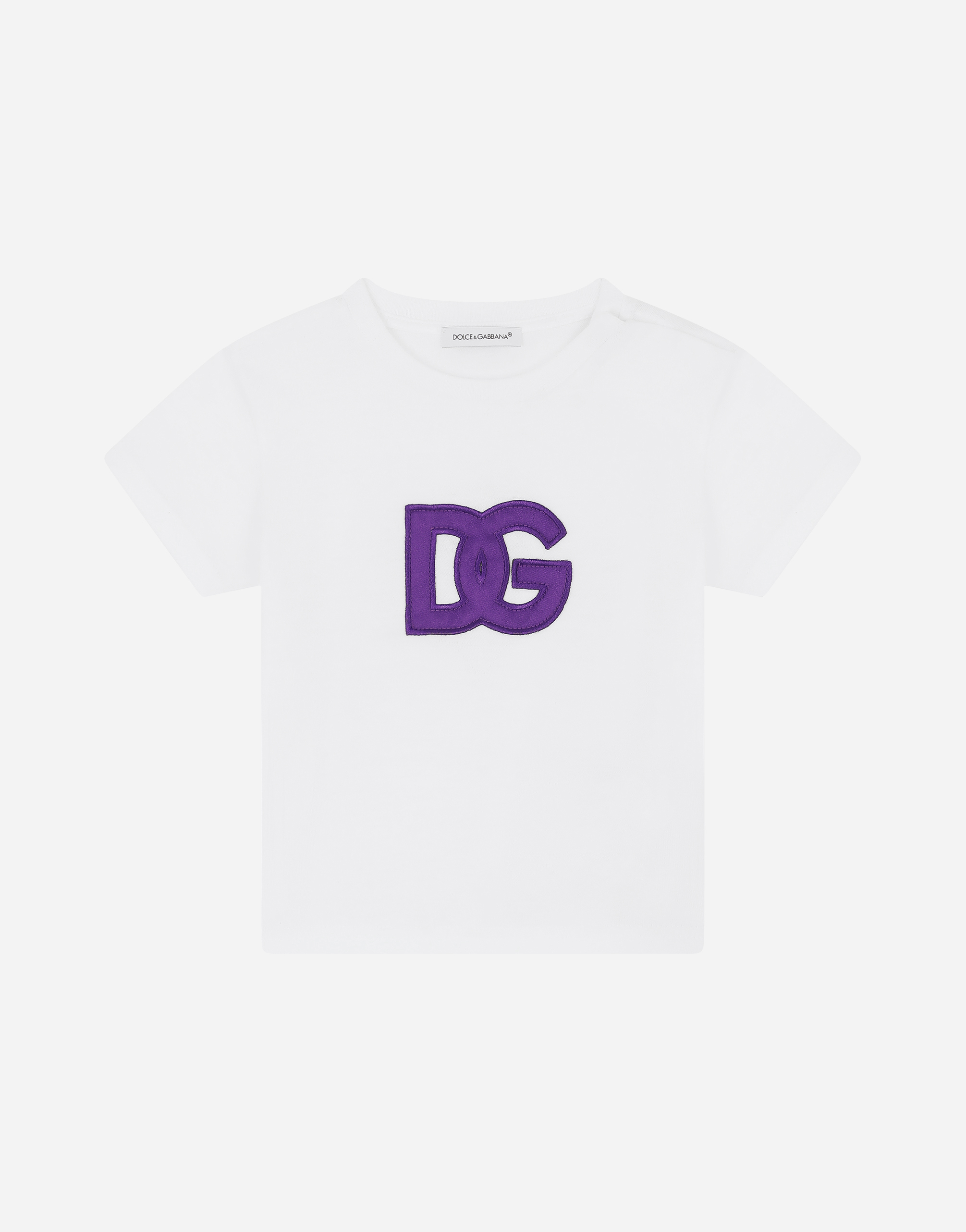 Jersey T-shirt with satin DG patch in White