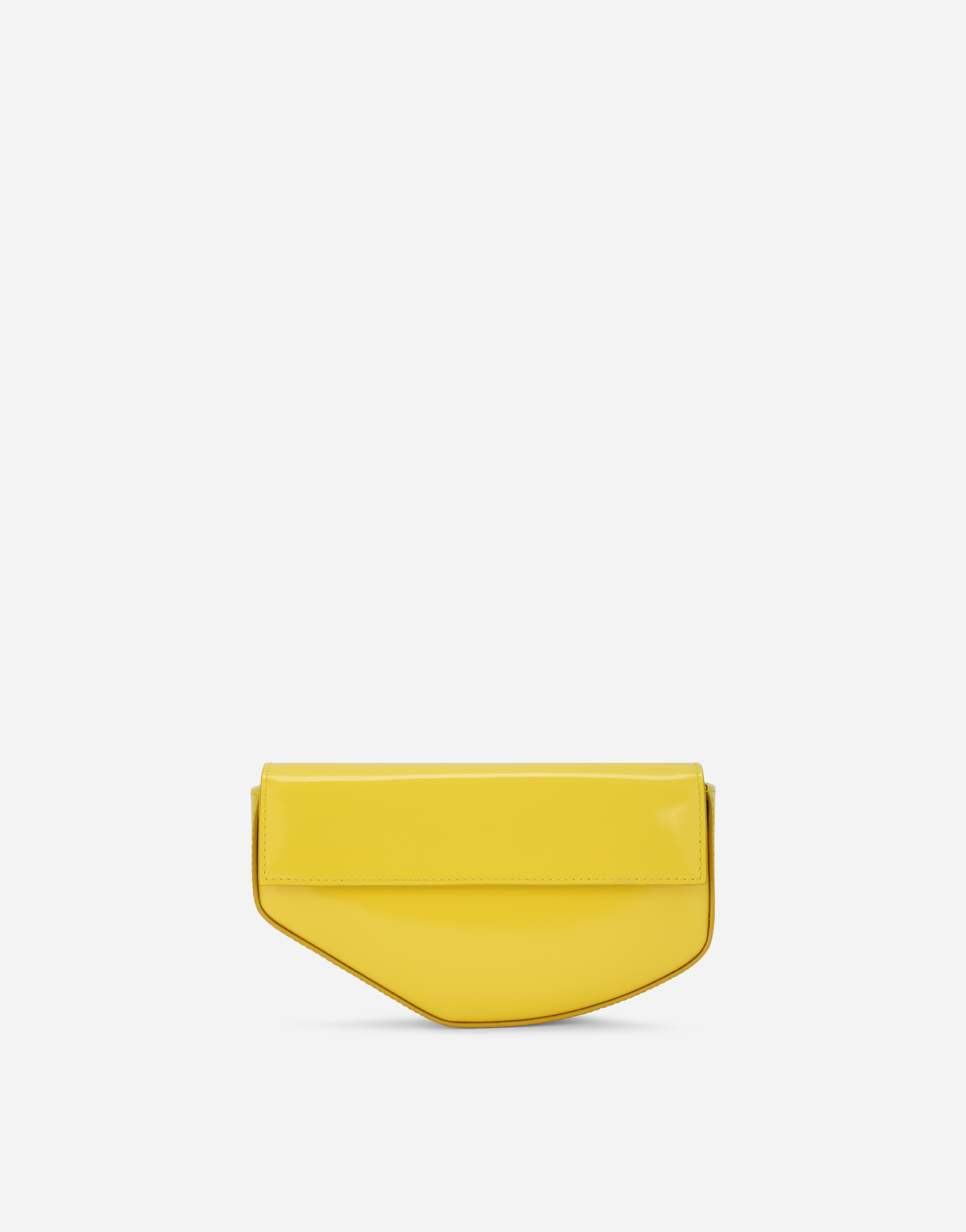 Polished calfskin moon bag with DG logo in Yellow