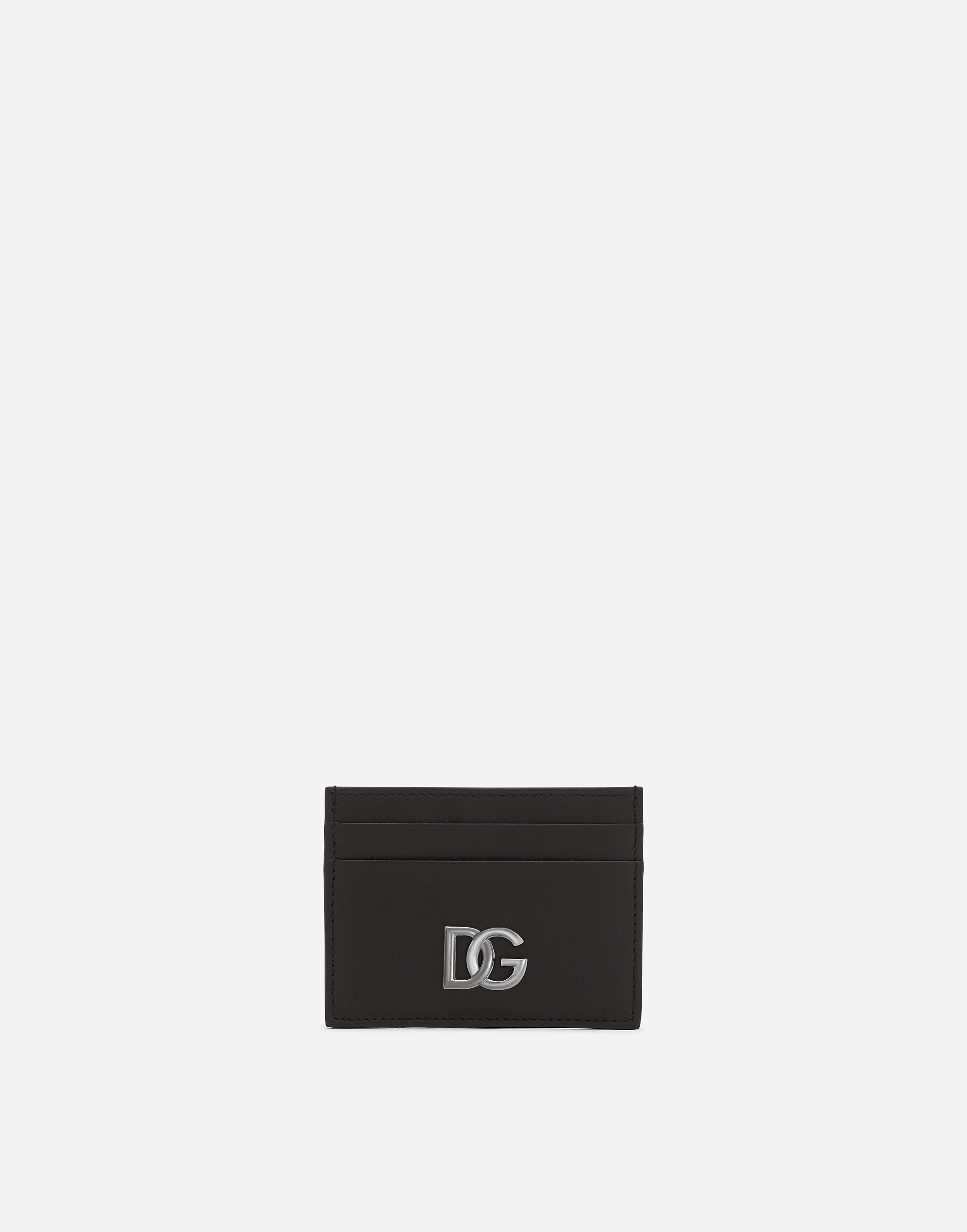 Calfskin nappa card holder with DG logo in Black