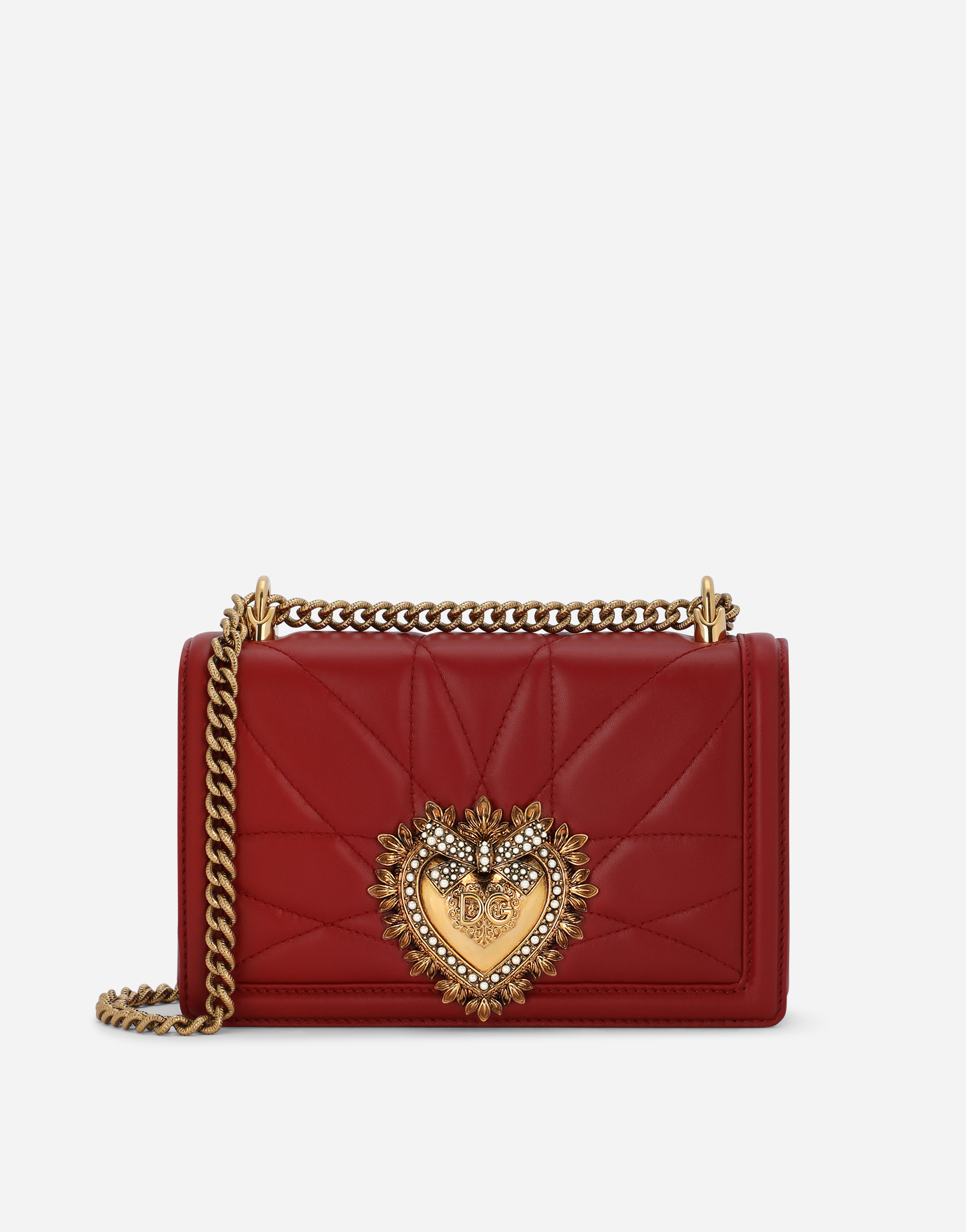Medium Devotion crossbody bag in quilted nappa leather in Red