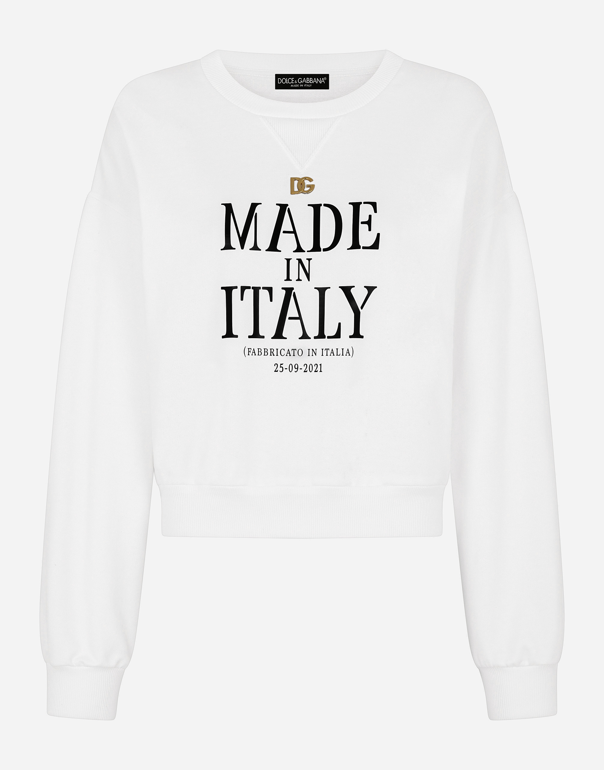 Jersey sweatshirt with Made in Italy print and DG logo in White