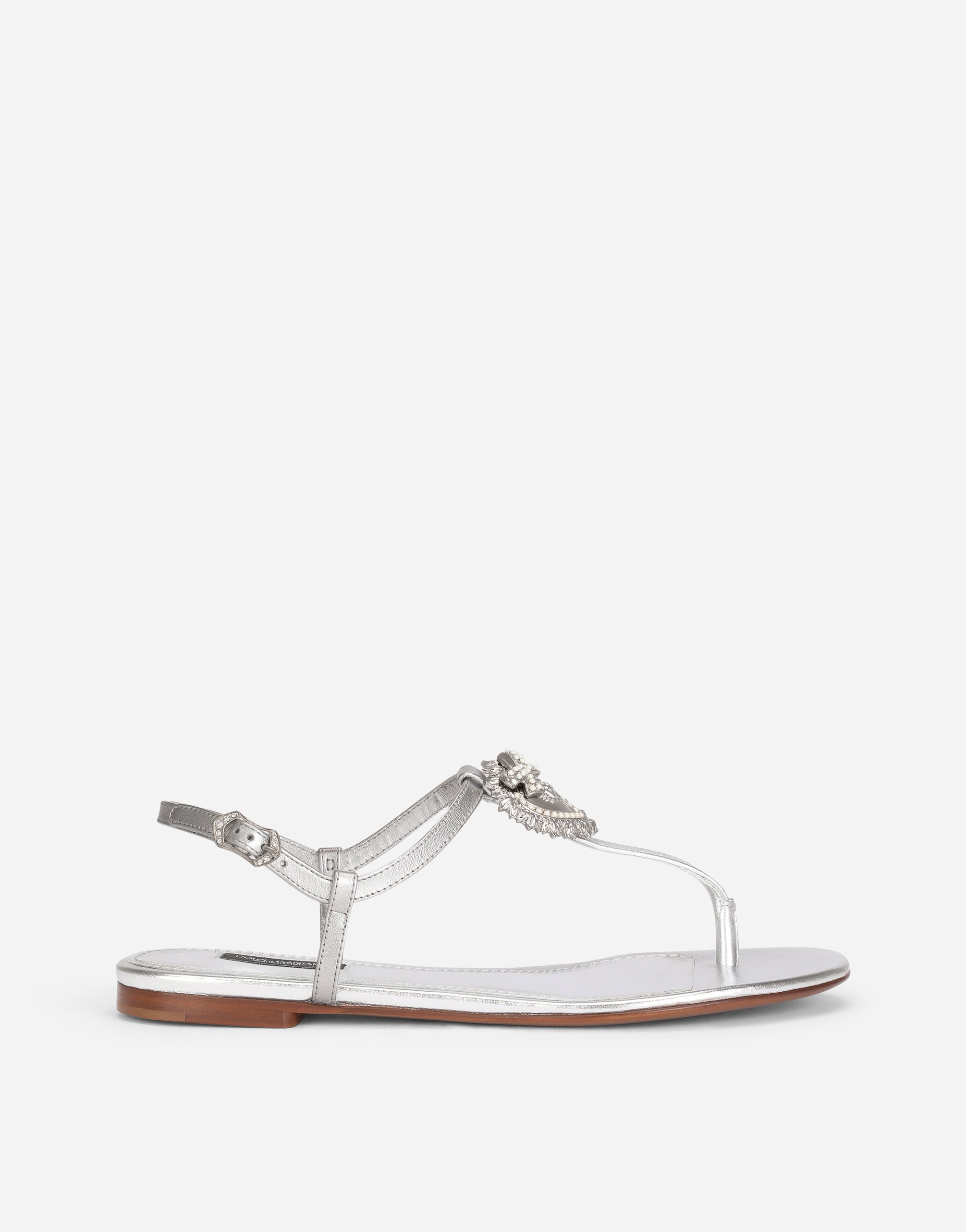 Devotion thong sandals in nappa mordore in Silver