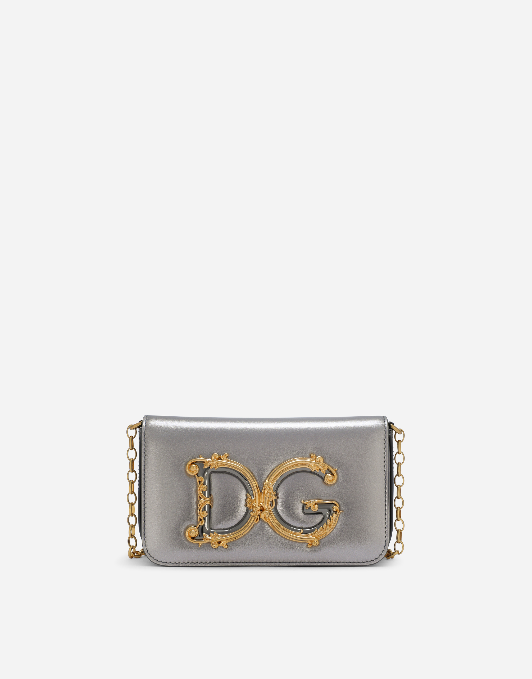 Nappa mordore leather DG Girls clutch in Silver