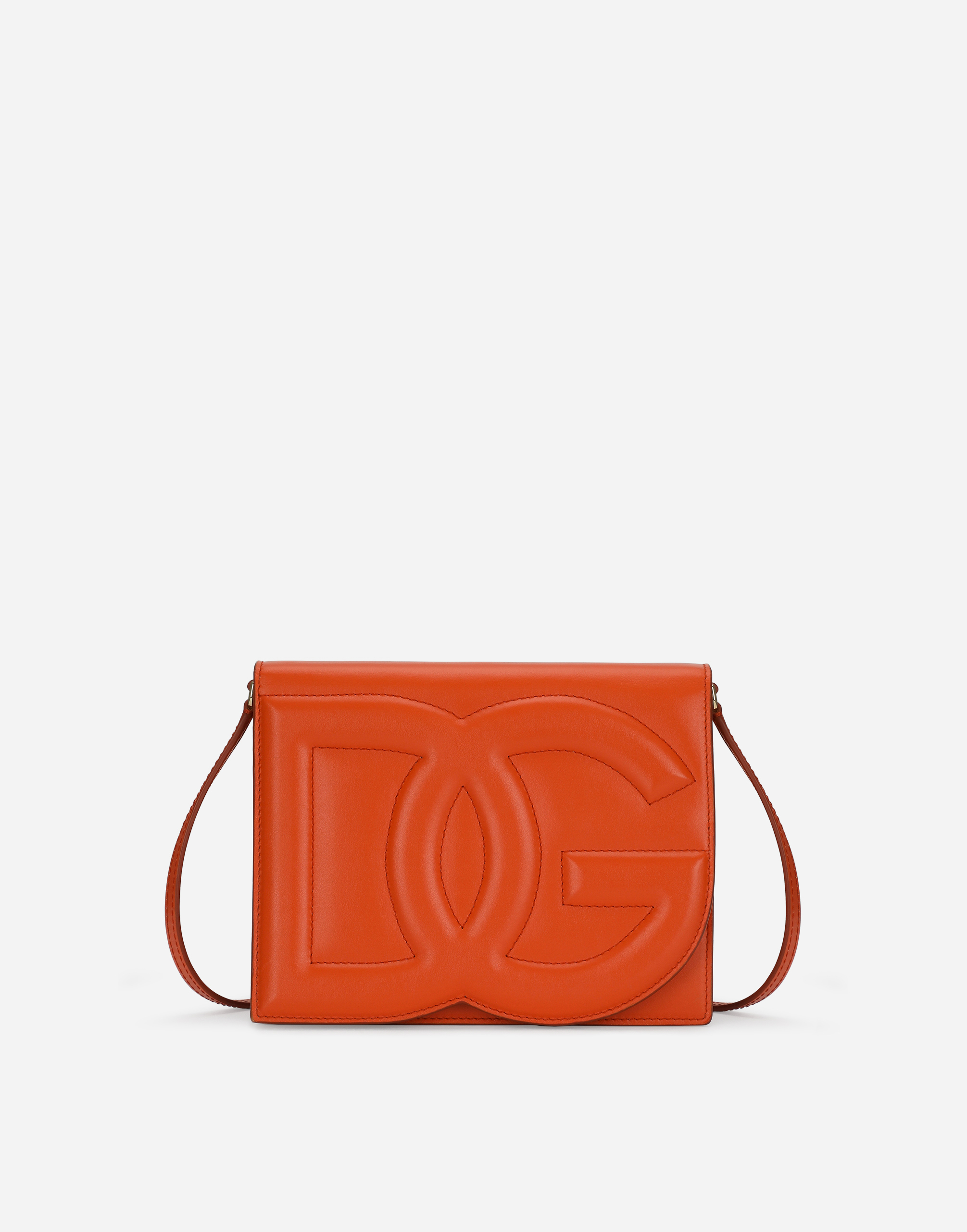 Calfskin DG logo crossbody bag in Orange