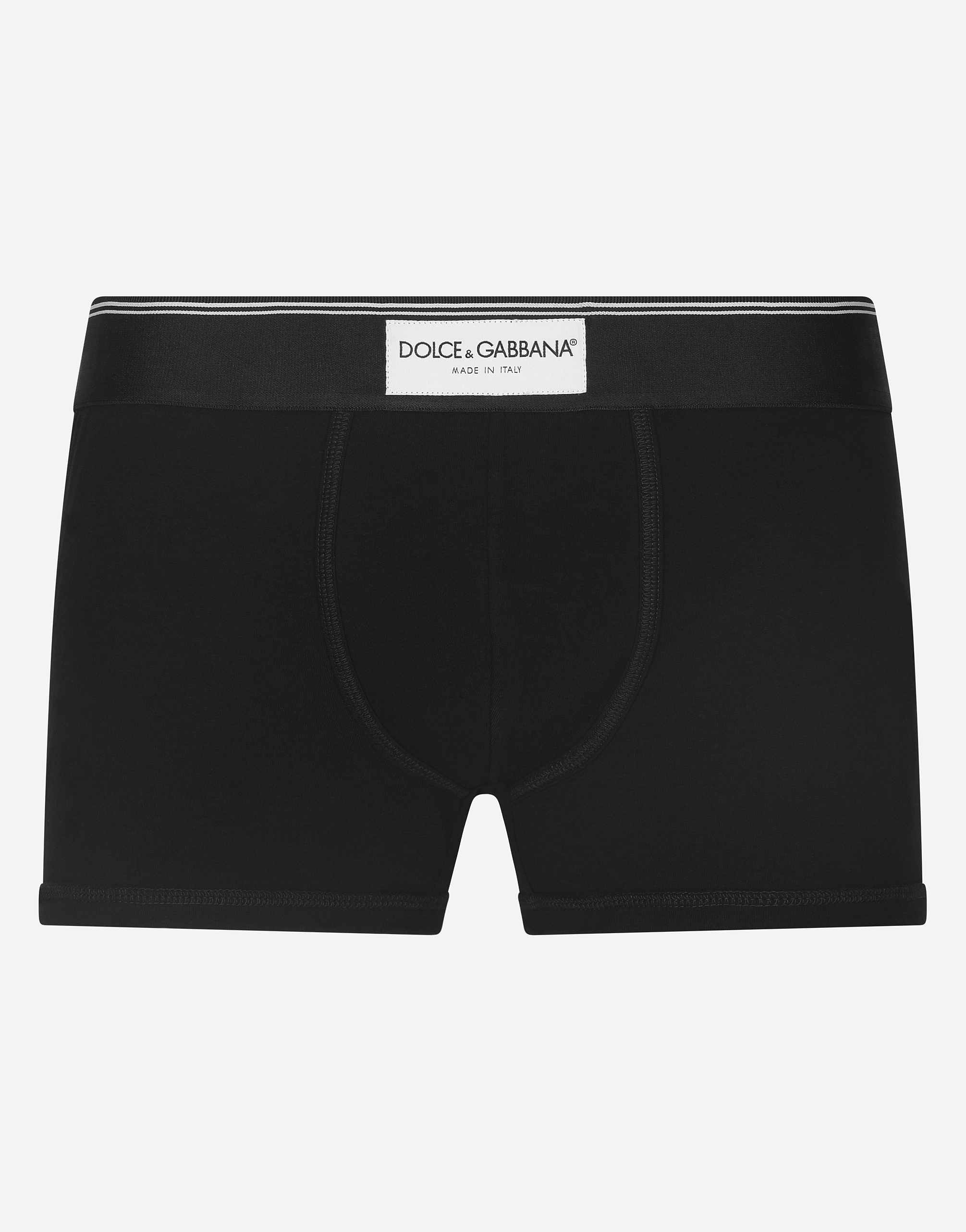 Two-way-stretch jersey boxers with patch in Black