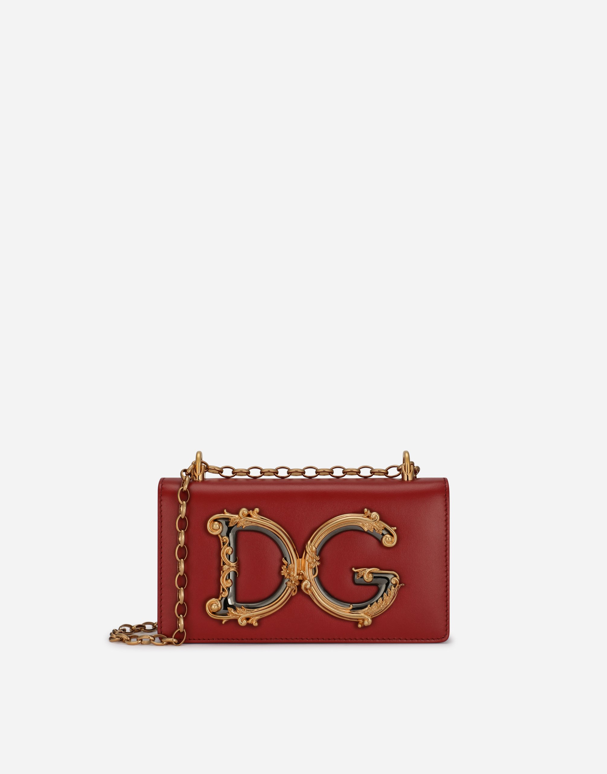 Calfskin DG Girls phone bag in Red