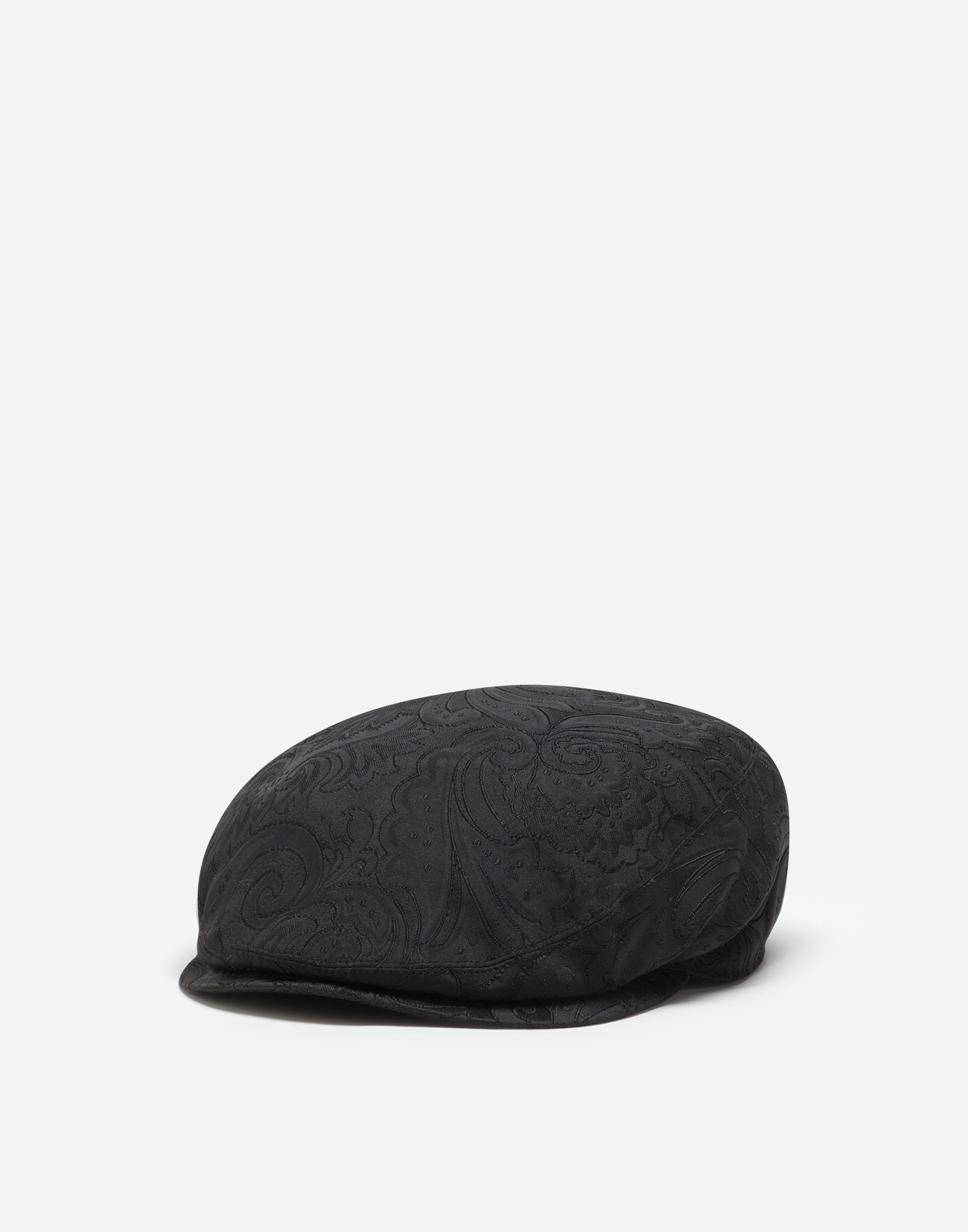Stretch cotton flat cap in Black