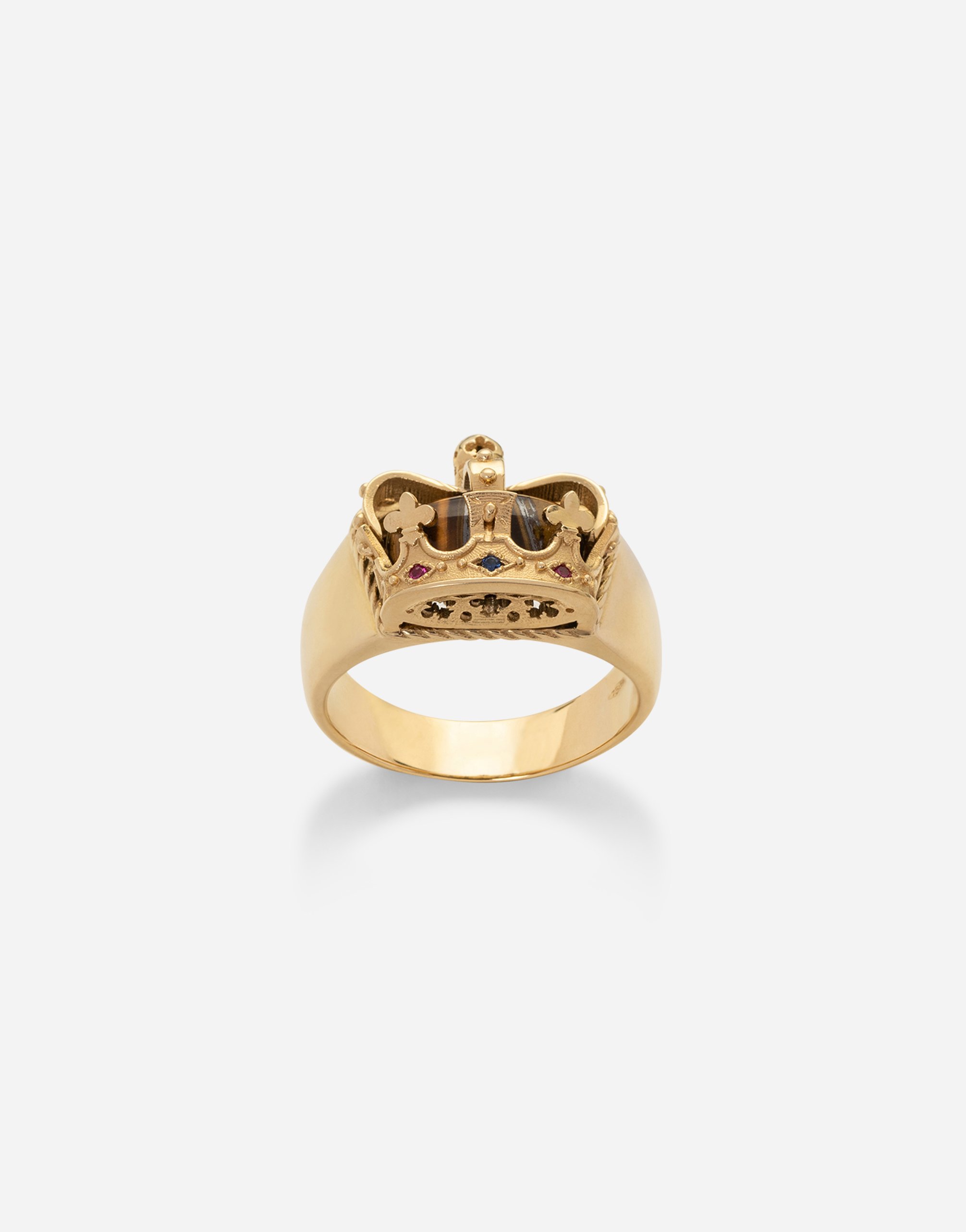 Anello Crown con corona in oro bainco e diamanti neri male 62 Anelli Dolce & Gabbana Uomo Accessori Gioielli Anelli 