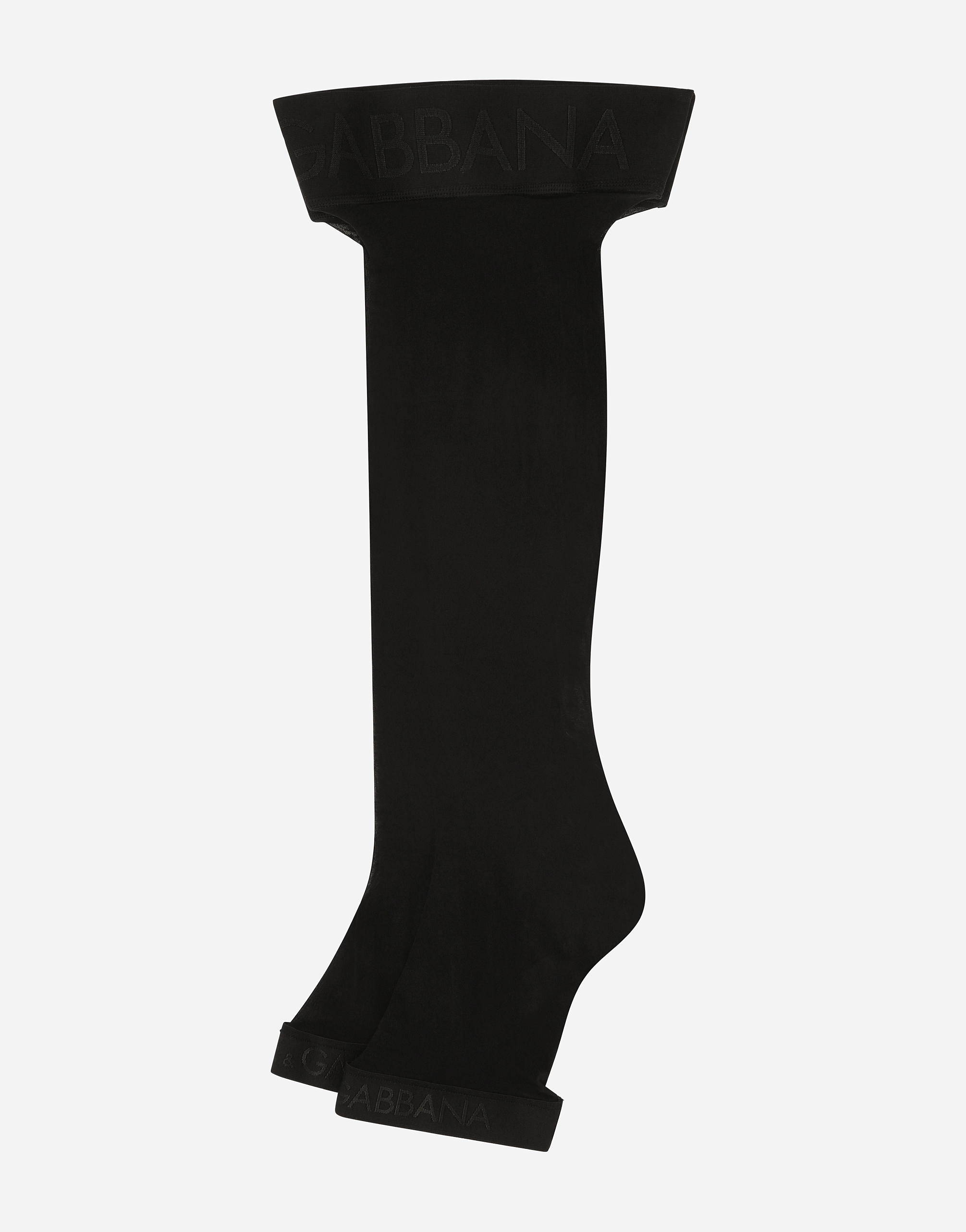 Hold-up stockings with branded elastic in Black