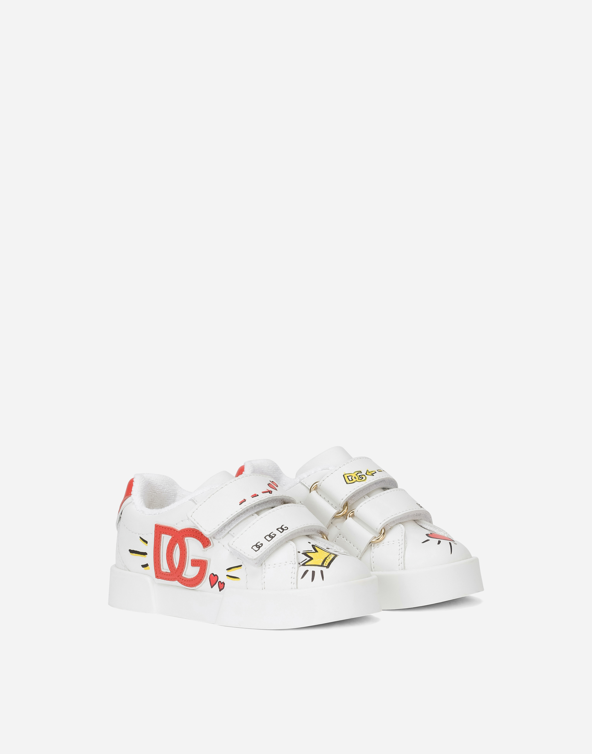 Shop Dolce & Gabbana First Steps Portofino Light Sneakers With Dg Logo In Multicolor