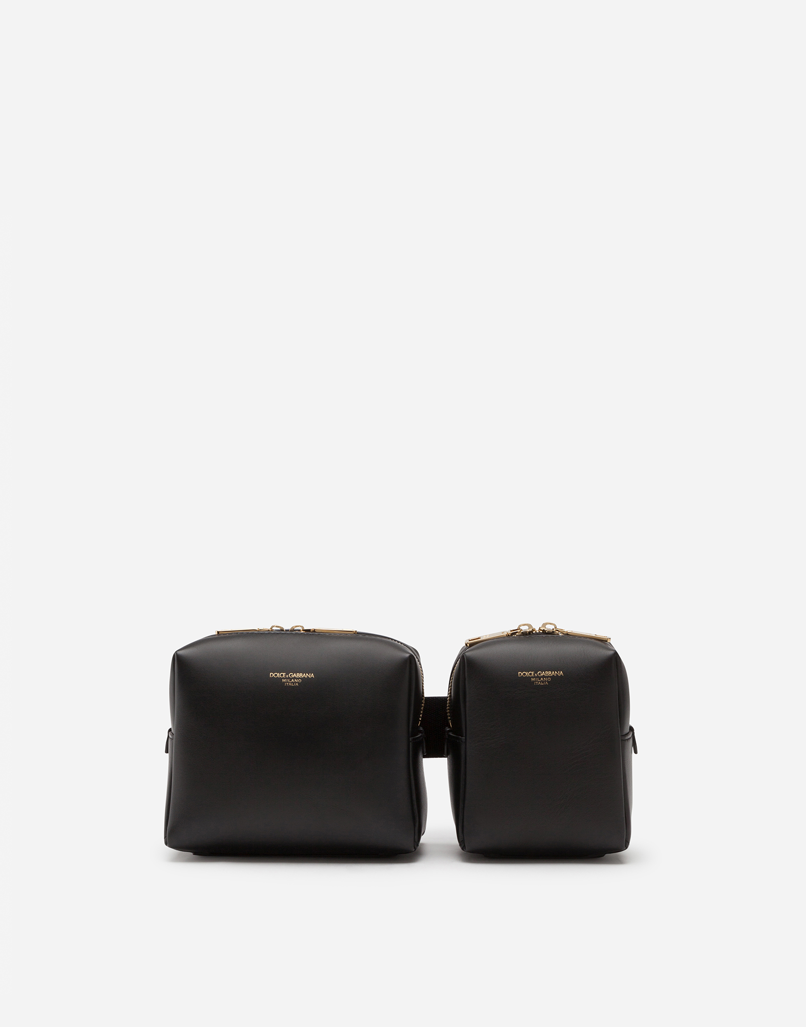 Calfskin Monreale belt bag with heat-stamped logo in Black