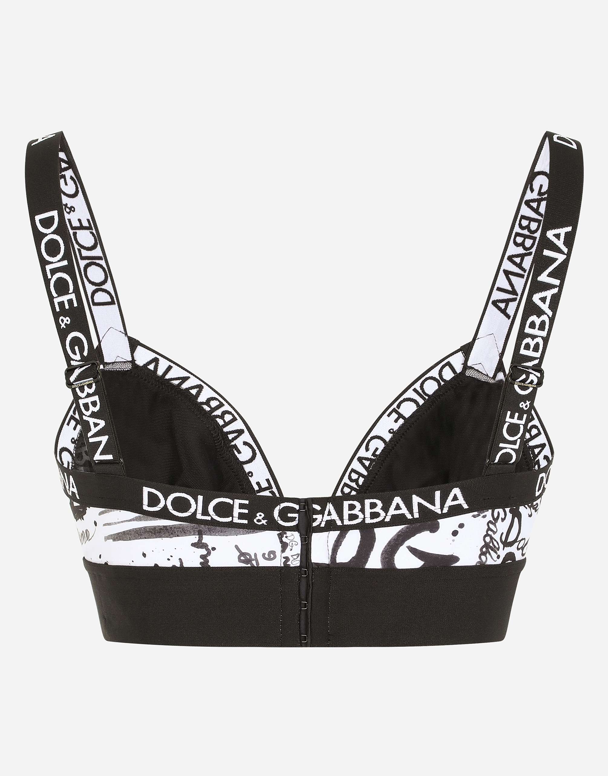 Jersey triangle bra with DG graffiti print and branded elastic