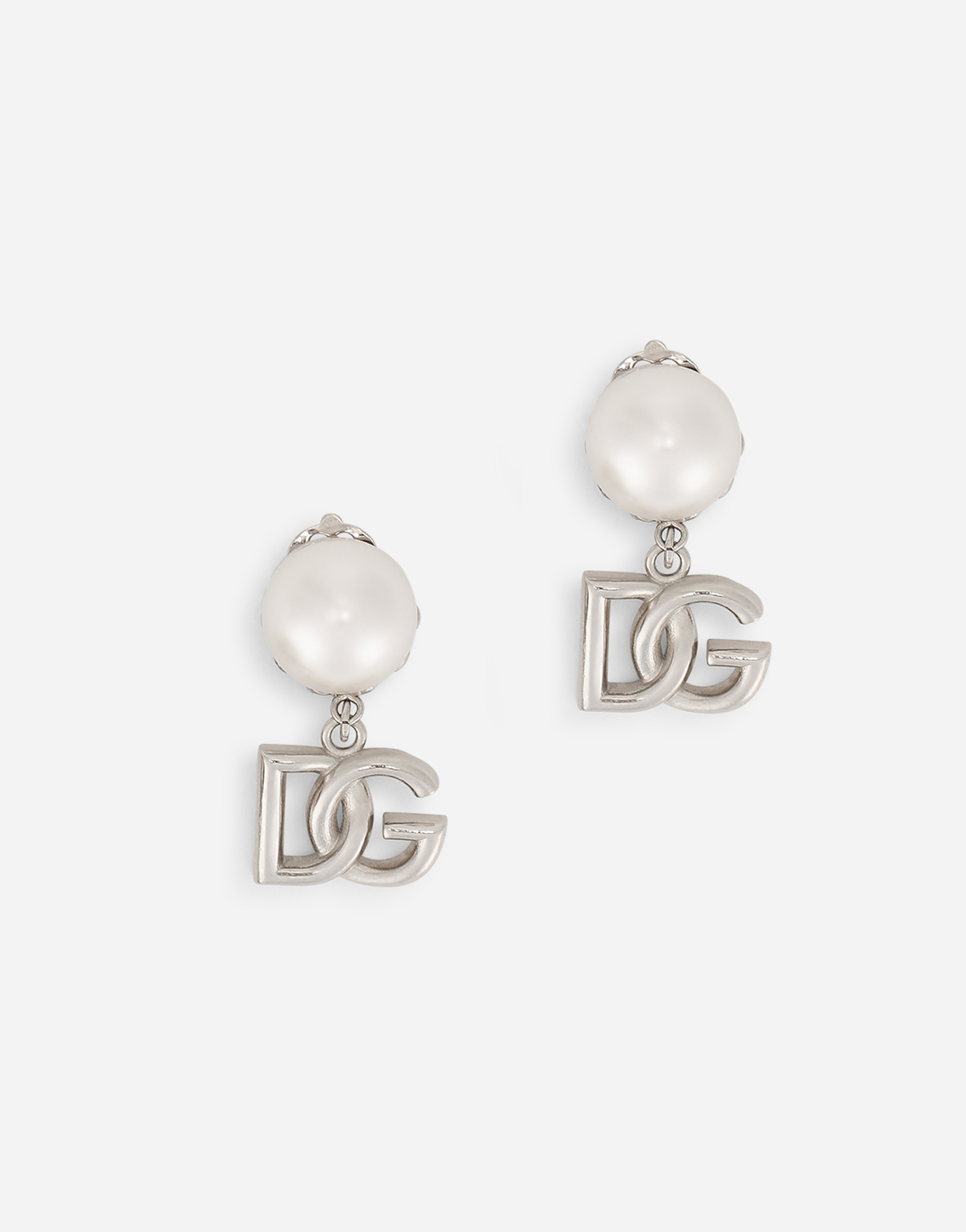 Drop earrings with pearls and DG logo in Silver