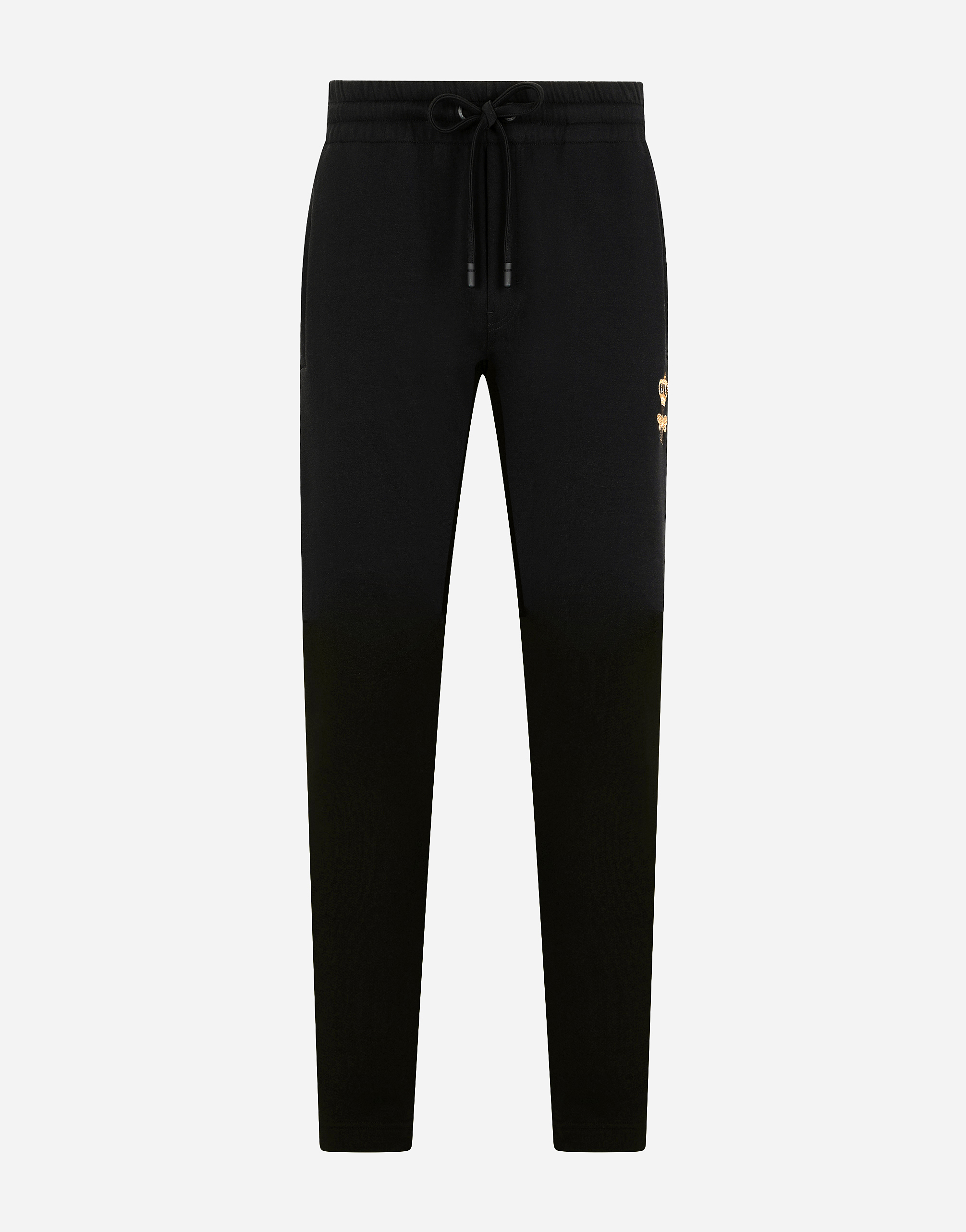 Jersey jogging pants with embroidery in Black
