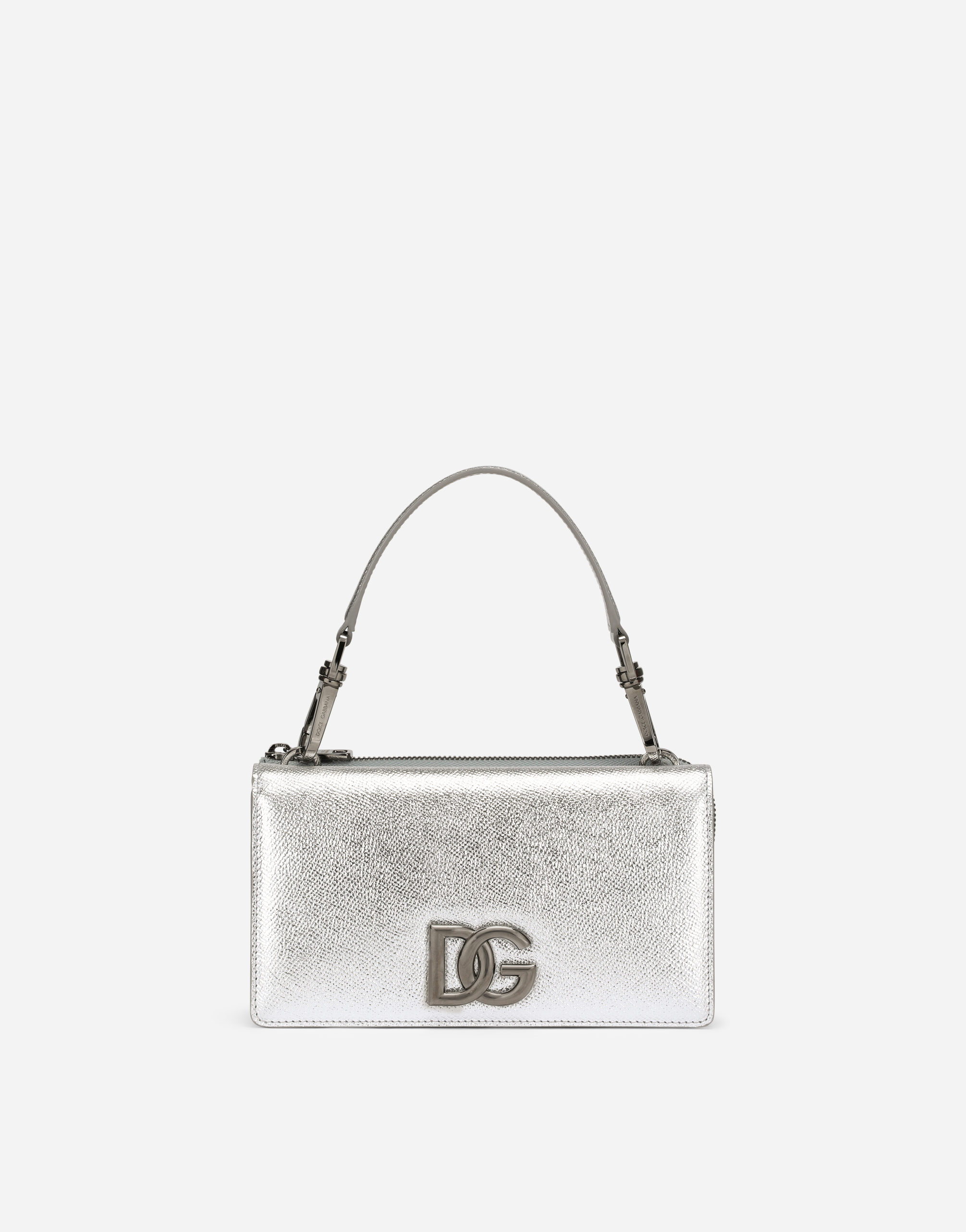 Mini handbag with strap in Silver