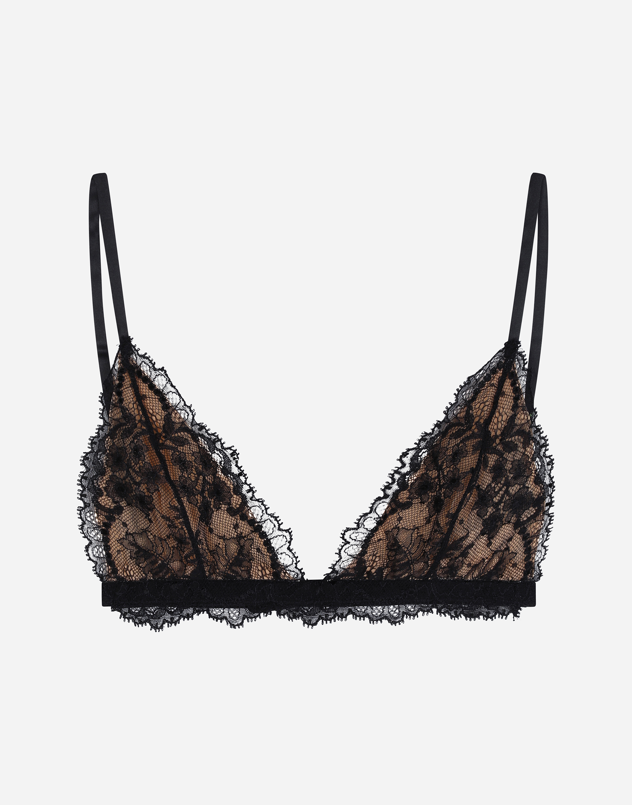 Chantilly lace triangle bra in Black